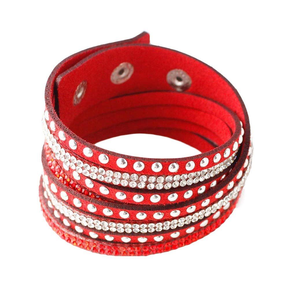 YAZILIND Leather Wrap Bracelets for Women - Rhinestone & Multicolor Beaded Cuff Bangle, Layered Charm Bracelet Jewelry | Perfect for Boho Style, Party Accessories, and Everyday Wear