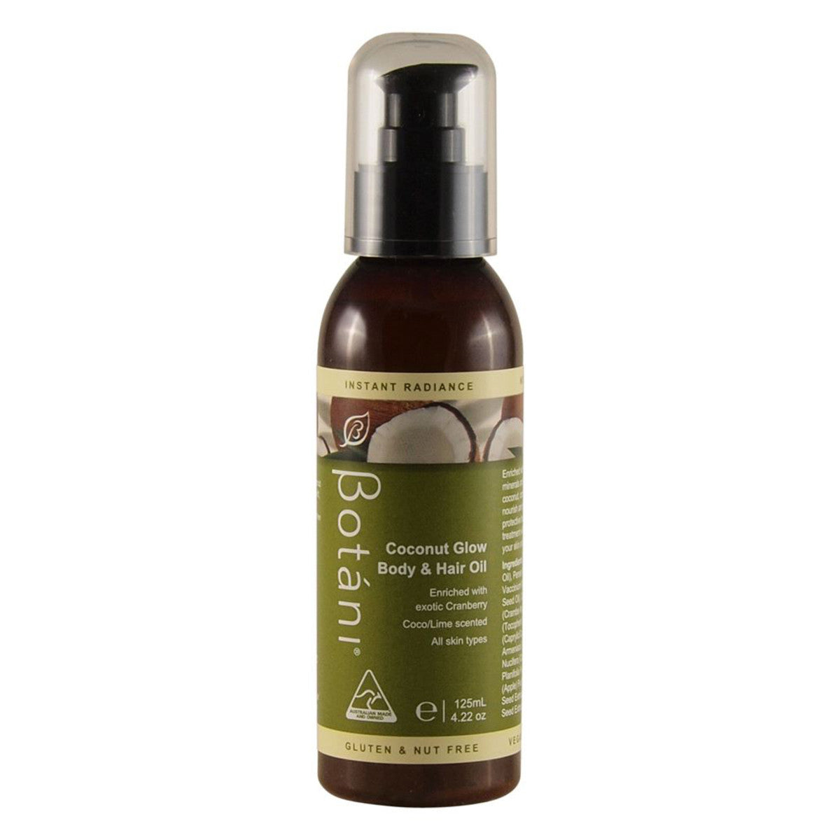 Botani Coconut Glow Body and Hair Oil - 125ml Natural Hydrating Moisturizer for Dry Skin & Frizzy Hair - Perfect for Daily Use, Massage & Aromatherapy