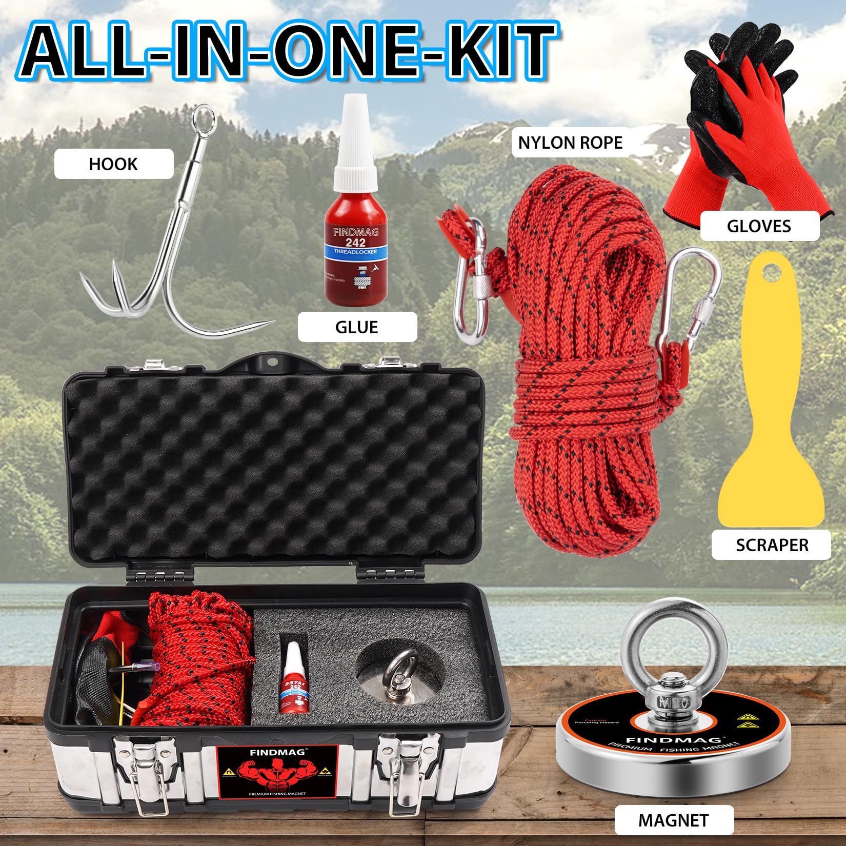 **FINDMAG 1000lbs Pulling Force Magnet Fishing Kit – Heavy Duty 3.54