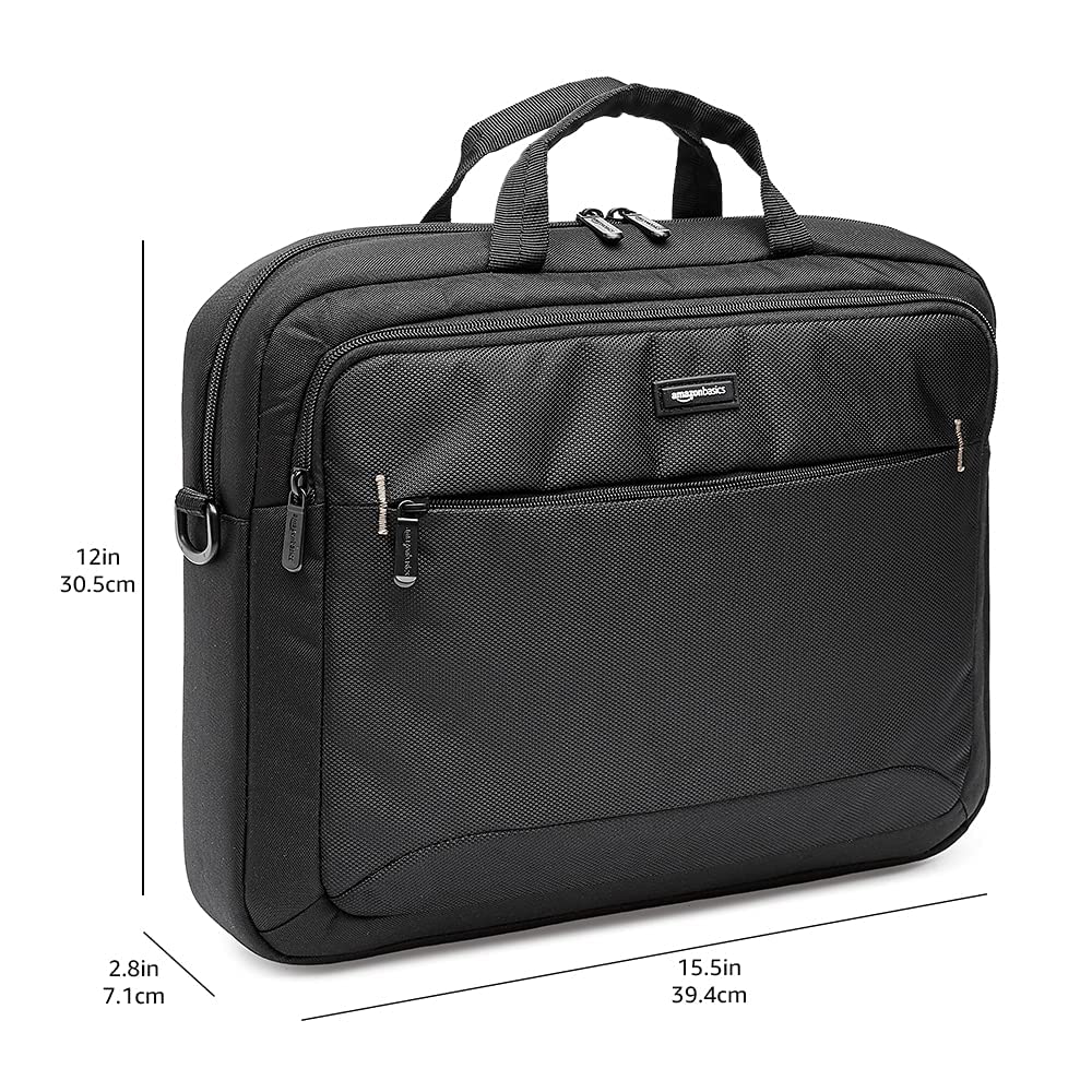 Amazon Basics 15.6-Inch Laptop & Tablet Bag with Padded Compartment - Black | Slim Protective Sleeve for MacBook, iPad, Chromebook - Perfect for Work, School & Travel  Amazon Basics Wireless Mouse with Nano Receiver - Ergonomic USB Computer Mouse for PC, Laptop, Mac - Black | Smooth Scrolling & Silent Click for Office, Home & Gaming Use