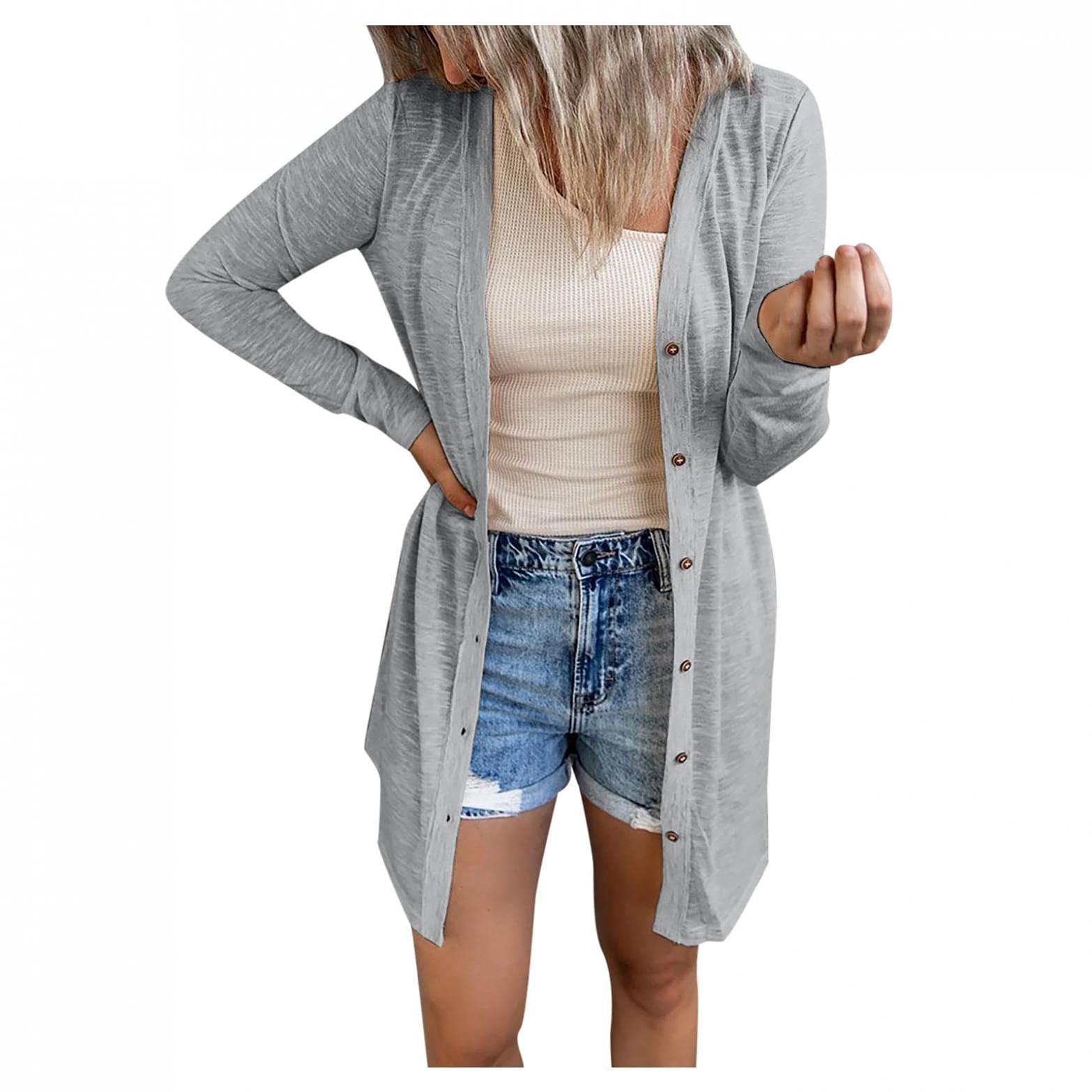 Women's Lightweight Cardigan Sweater - Long Sleeve Casual Pullover with Cute Pumpkin Print | Cozy Fall Fashion for Work, Date Night & Autumn Outings