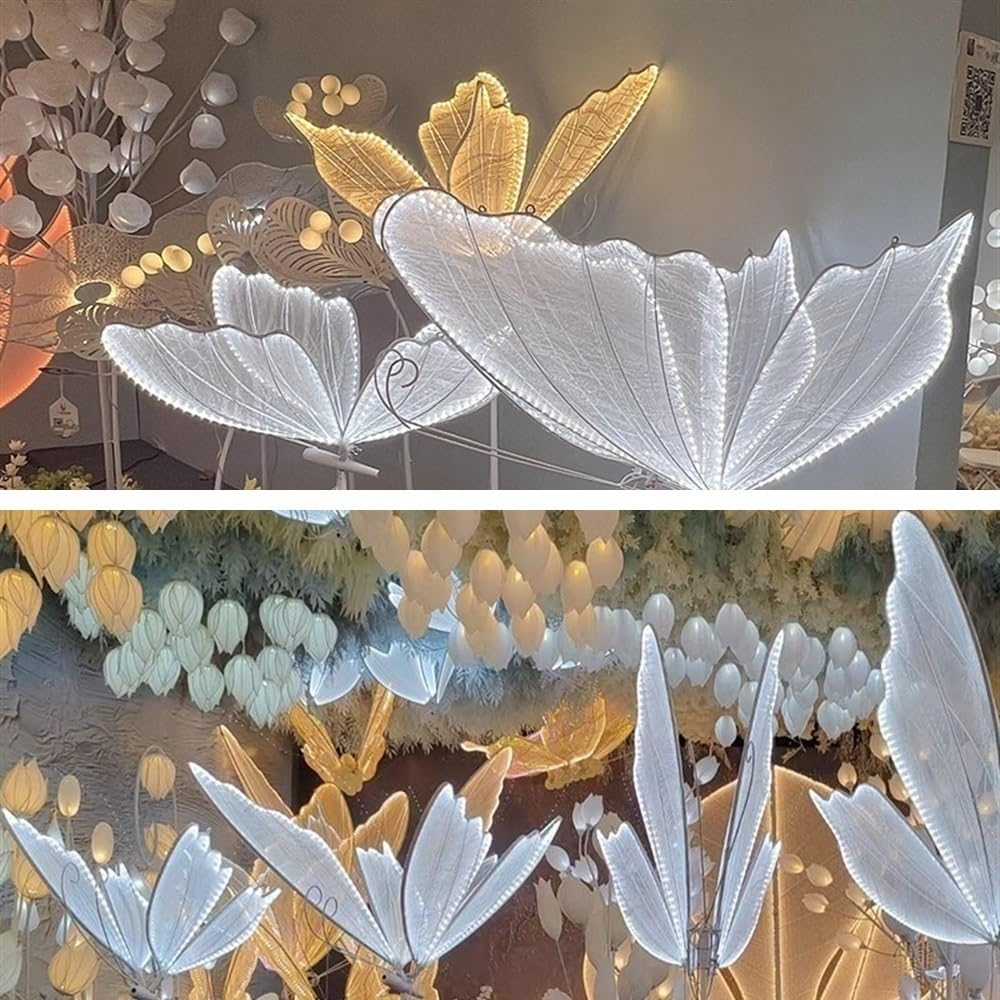 2 Pack LED Hanging Butterfly Lights Decor - 24 Inch Iron Butterfly Ornaments for Wedding, Party, Garden & Home Decor (White Light) - Perfect for Indoor & Outdoor Events, Festivals, and Romantic Ambiance