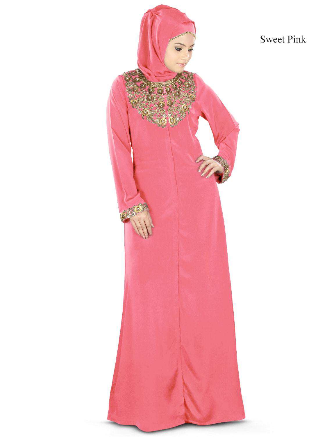 Fiddah Gold Hand Embroidered Burqa - Premium Islamic Veil for Women - Perfect for Prayer, Modest Fashion & Special Occasions