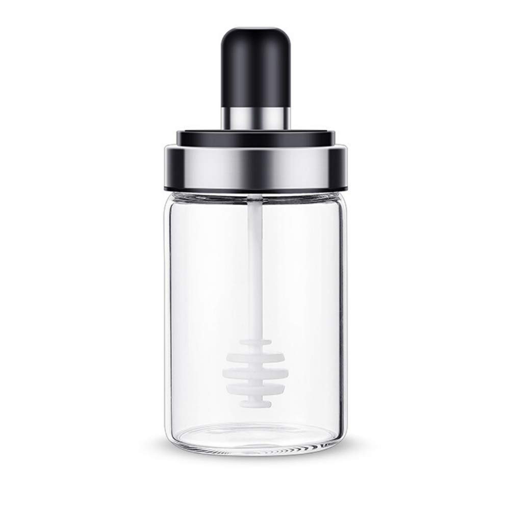 Premium Borosilicate Glass Honey Storage Jar with Stainless Steel Dipper - 250ml, Airtight & Leak-Proof - Perfect for Honey, Syrups, Jam & Spice Storage - Ideal for Kitchen, Pantry & Gift Giving
