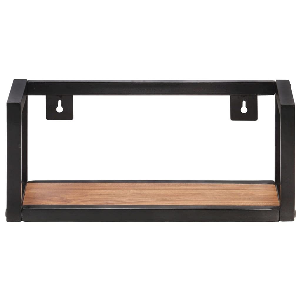 SKM 2-Pack 15.7 Inch Solid Acacia Wood Wall Shelves - Rustic Floating Shelves for Living Room, Bedroom, Kitchen & Bathroom Storage & Decor