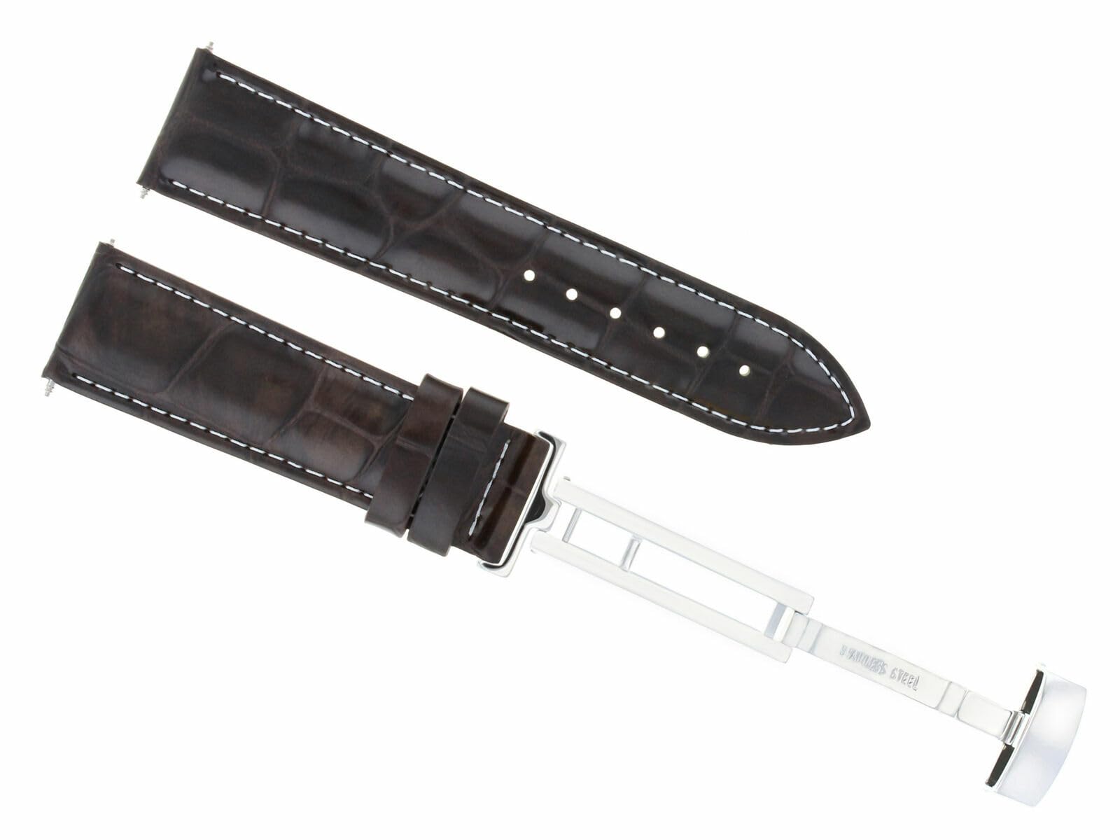 19mm Genuine Leather Watch Band Strap with Deployment Clasp - Compatible with Rolex Air-King 5700 - Dark Brown Replacement Strap for Men's Watches - Perfect for Business, Casual & Formal Occasions
