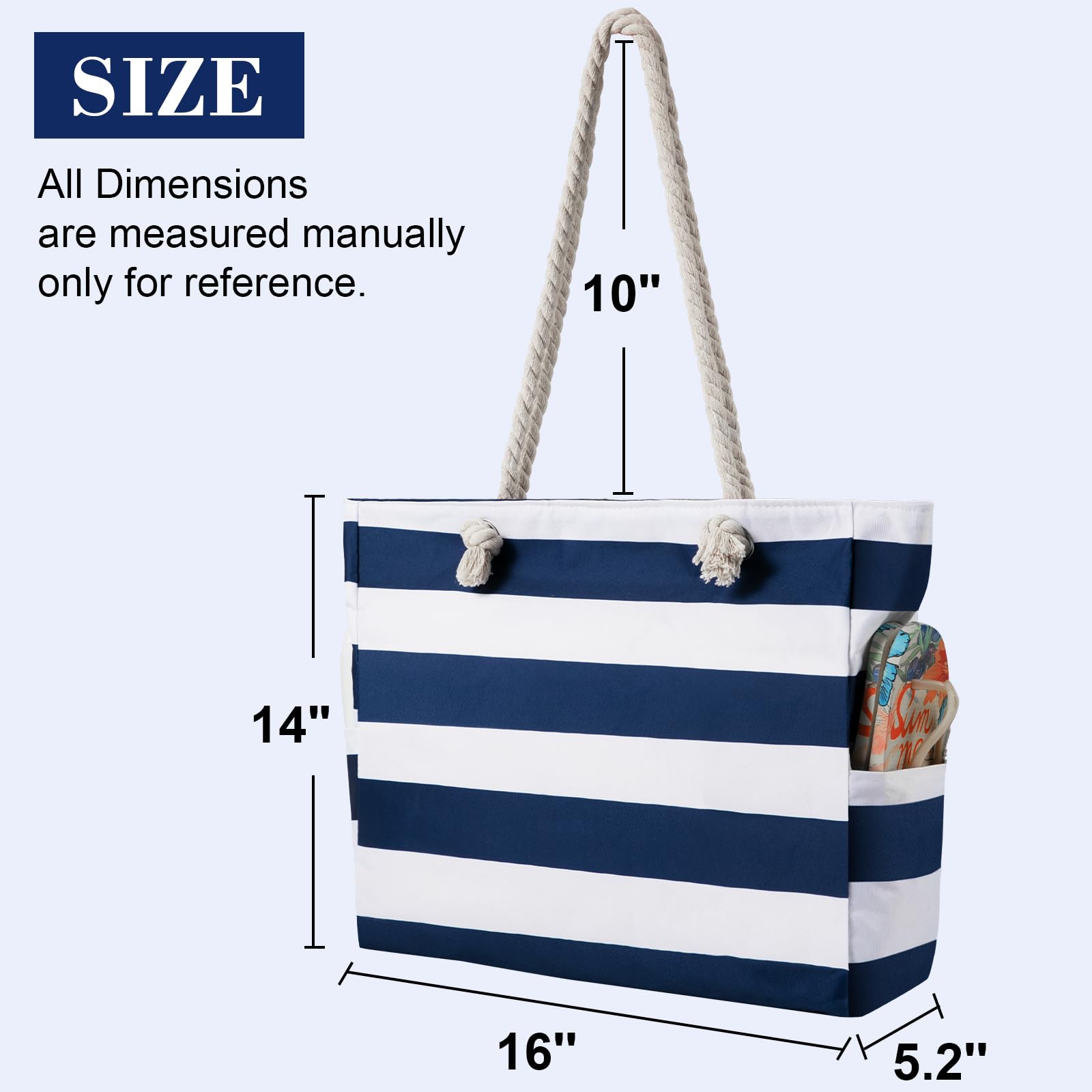 Women's Waterproof Beach Tote Bag with Zipper - Large Sandproof Pool Bag for Swimming & Travel