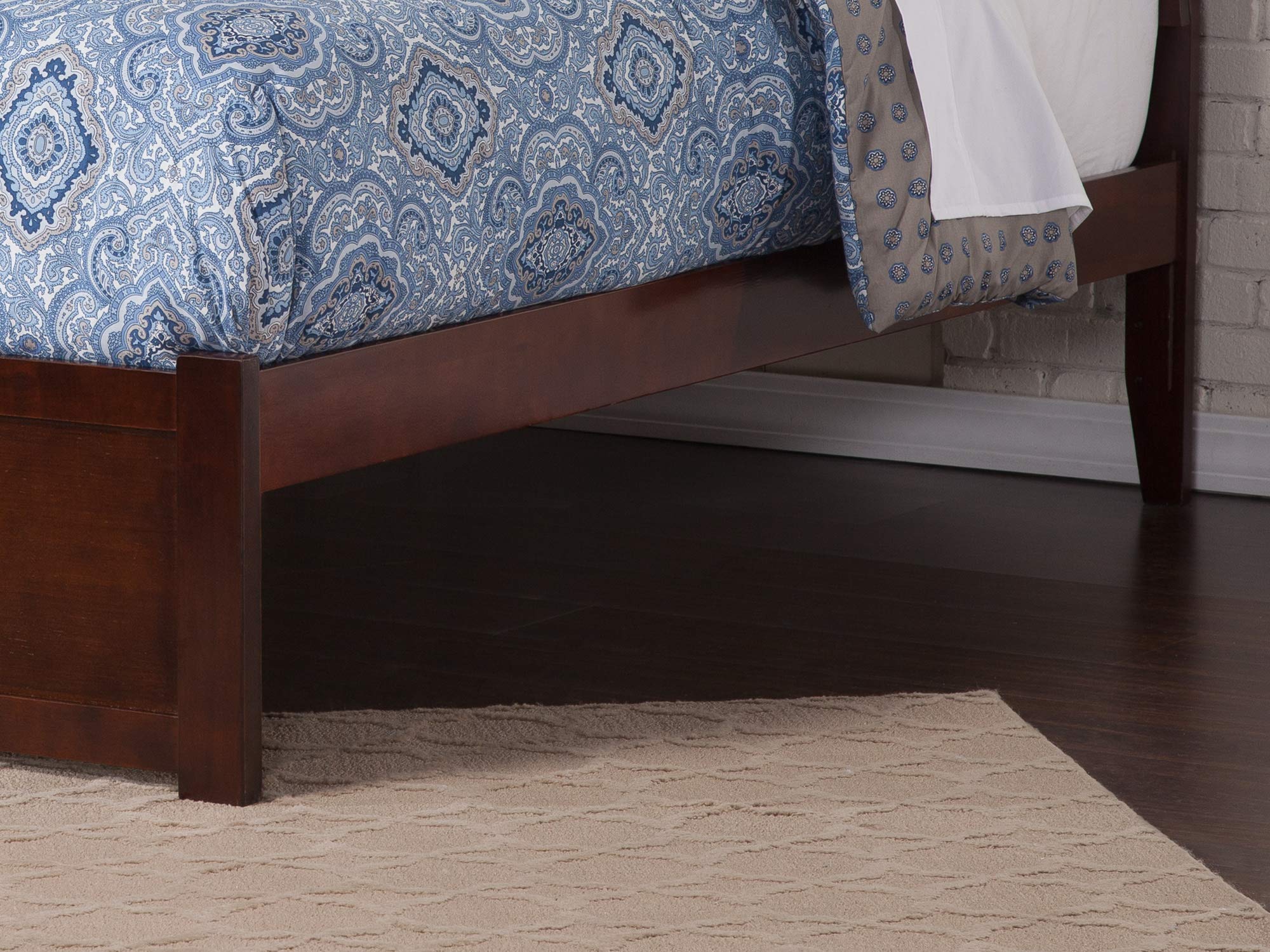 AFI Portland Queen Size Platform Bed Frame with Footboard & 4 Storage Drawers - Solid Walnut Wood - Modern Bedroom Furniture for Small Spaces & Guest Rooms