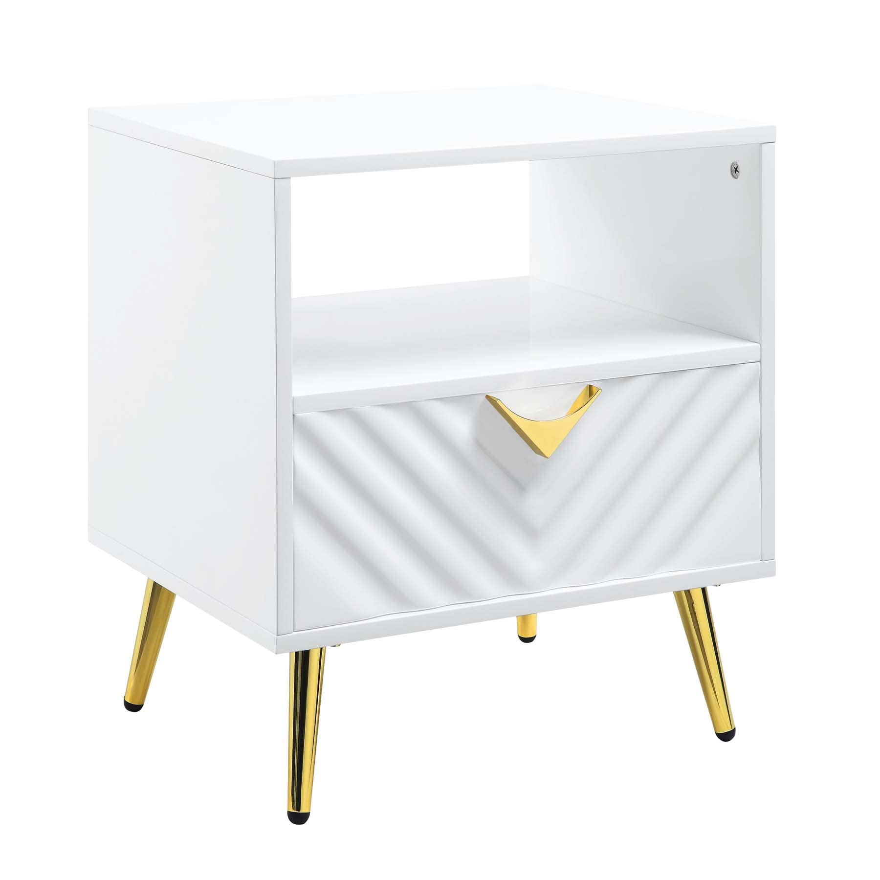 White Wooden End Table with Storage Shelf - Modern Living Room & Bedside Nightstand - ACME Furniture for Home Decor & Organization