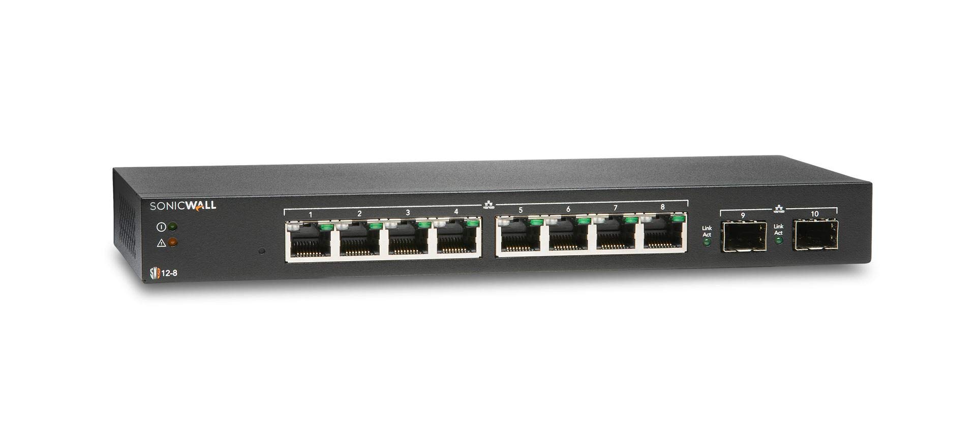 SonicWall SWS12-8 8-Port Gigabit Switch with 5-Year 24/7 Dynamic Support (02-SSC-2462+02-SSC-4777) - Ideal for Small Business Networks, Office IT Infrastructure & Secure Data Transfer
