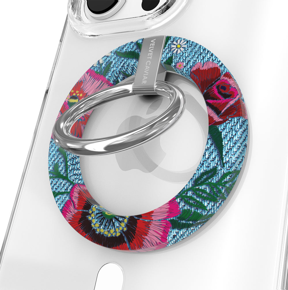 Floral MagSafe Grip Ring for iPhone - Anti-Slip Phone Holder with Strong Magnetic Attachment - Perfect for One-Hand Use, Driving, and Outdoor Activities