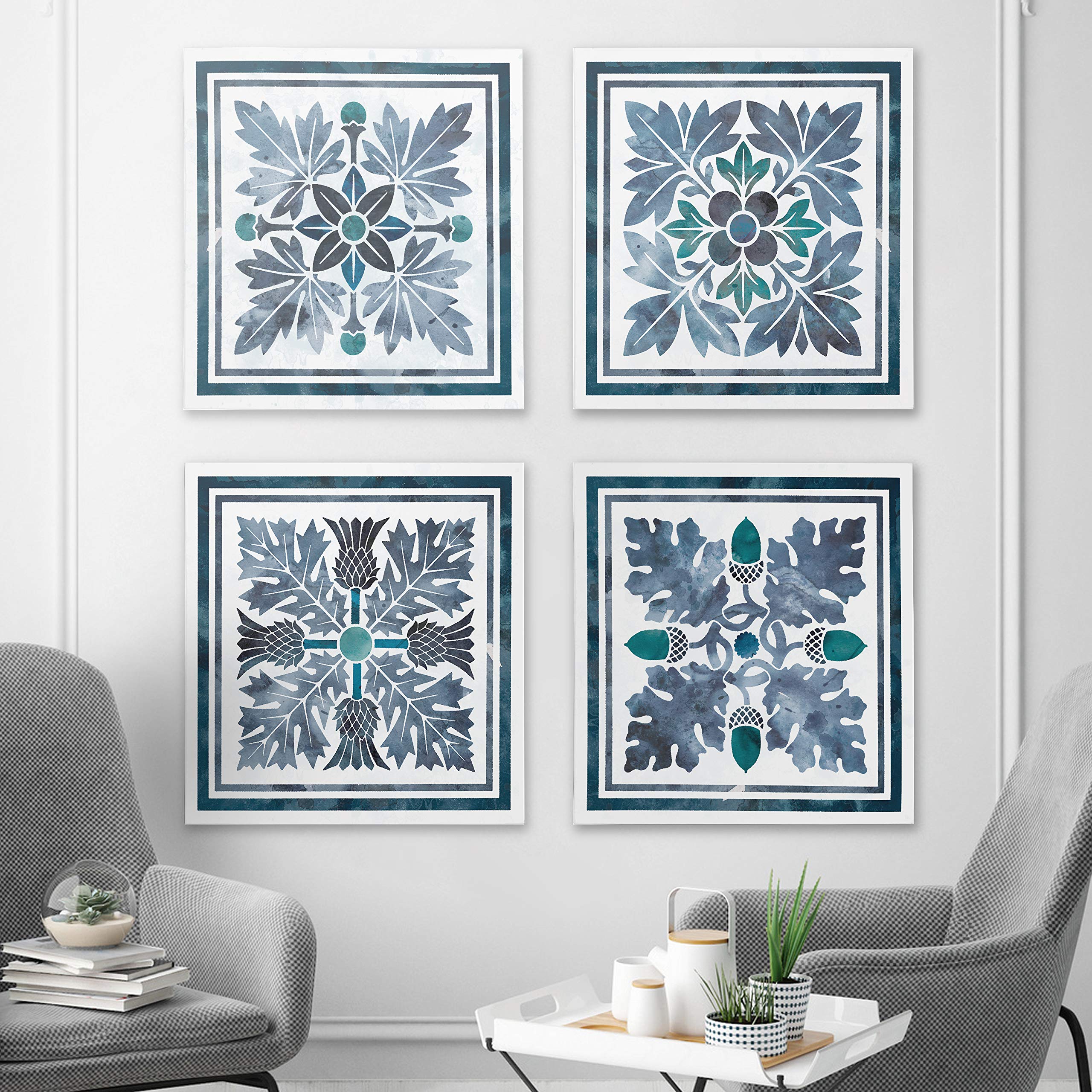 Nature Wash by Carol Robinson - Set of 4 Abstract Gallery Wrapped Canvas Wall Art Prints | Modern Home Decor for Living Room, Bedroom & Office