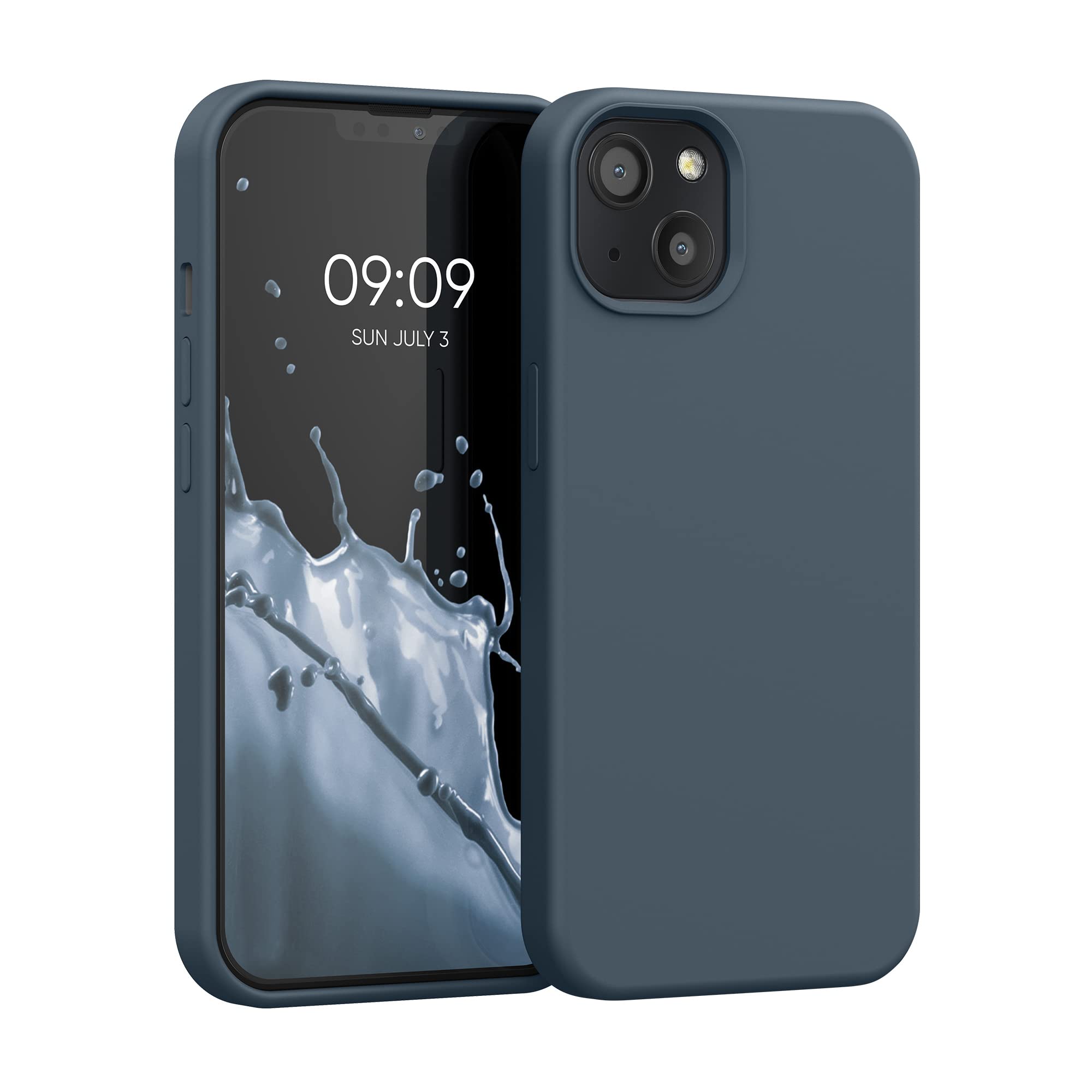 kwmobile Shockproof TPU Silicone Case for Apple iPhone 13 - Soft Protective Phone Cover in Dark Slate | Perfect for Everyday Use, Work & Outdoor Activities