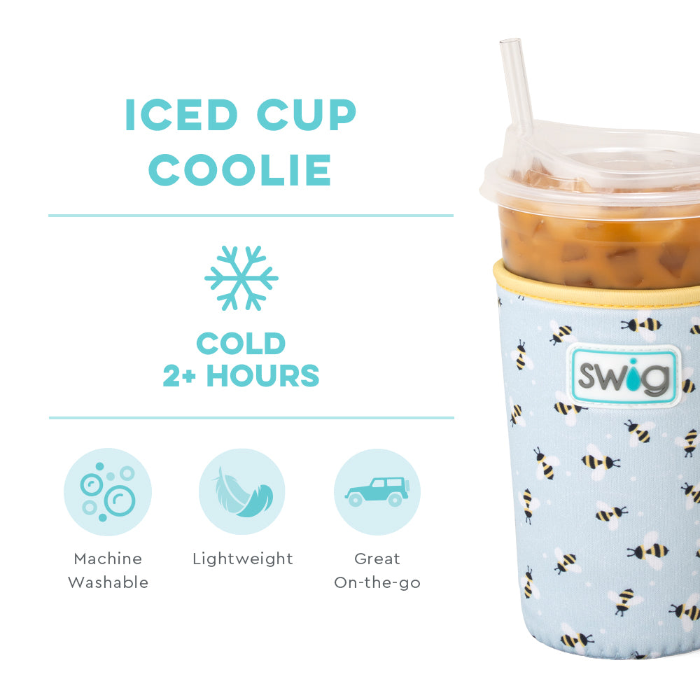 Busy Bee Medium Iced Cup Coolie - Insulated Coffee Sleeve for 16oz Cups, Perfect for Iced Coffee, Bubble Tea & Cold Drinks - Great for Office, Travel & Outdoor Use