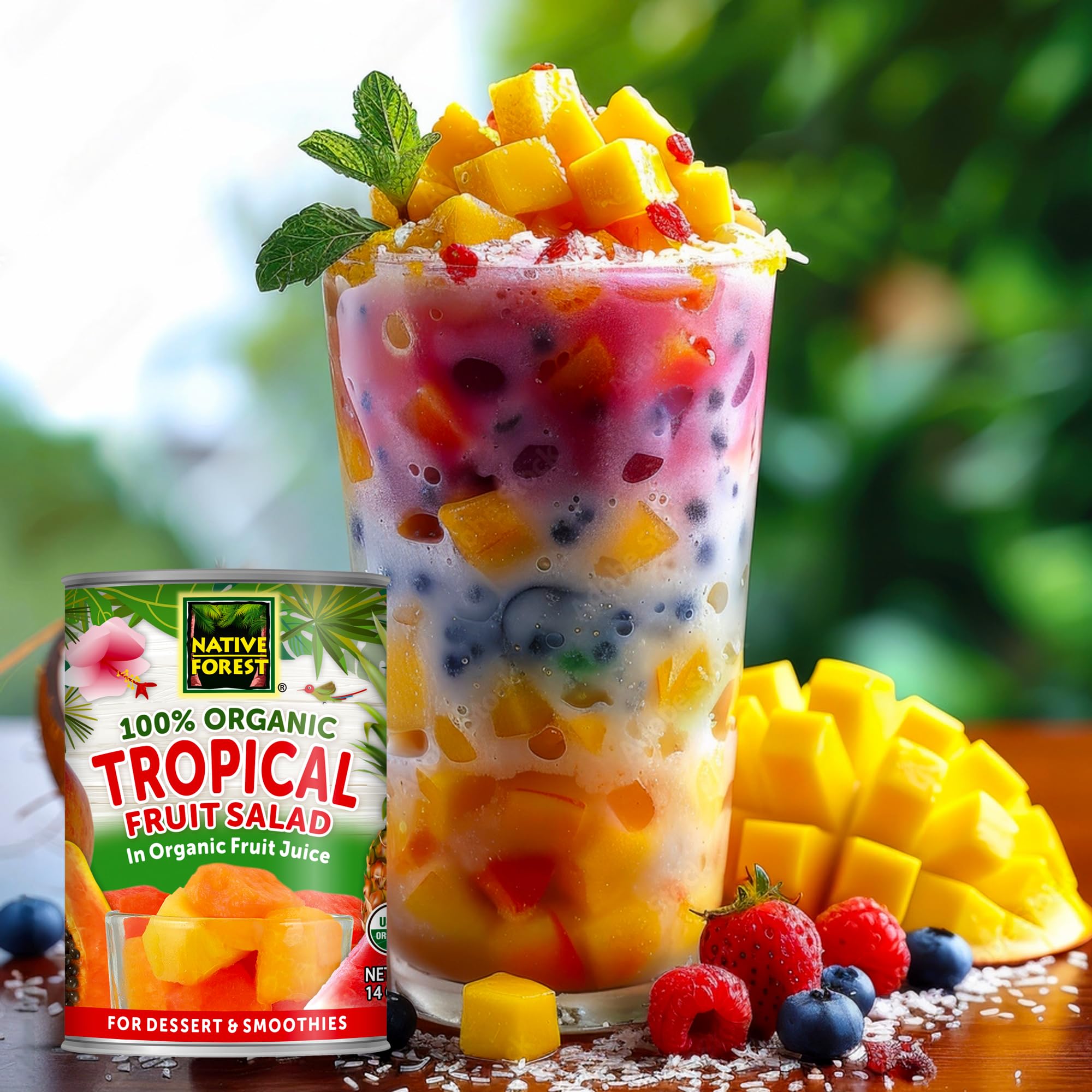 Organic Tropical Fruit Salad in Natural Juice - Native Forest Canned Fruit Cocktail, 14 Oz (Pack of 6) - Perfect for Smoothies, Desserts & Healthy Snacks