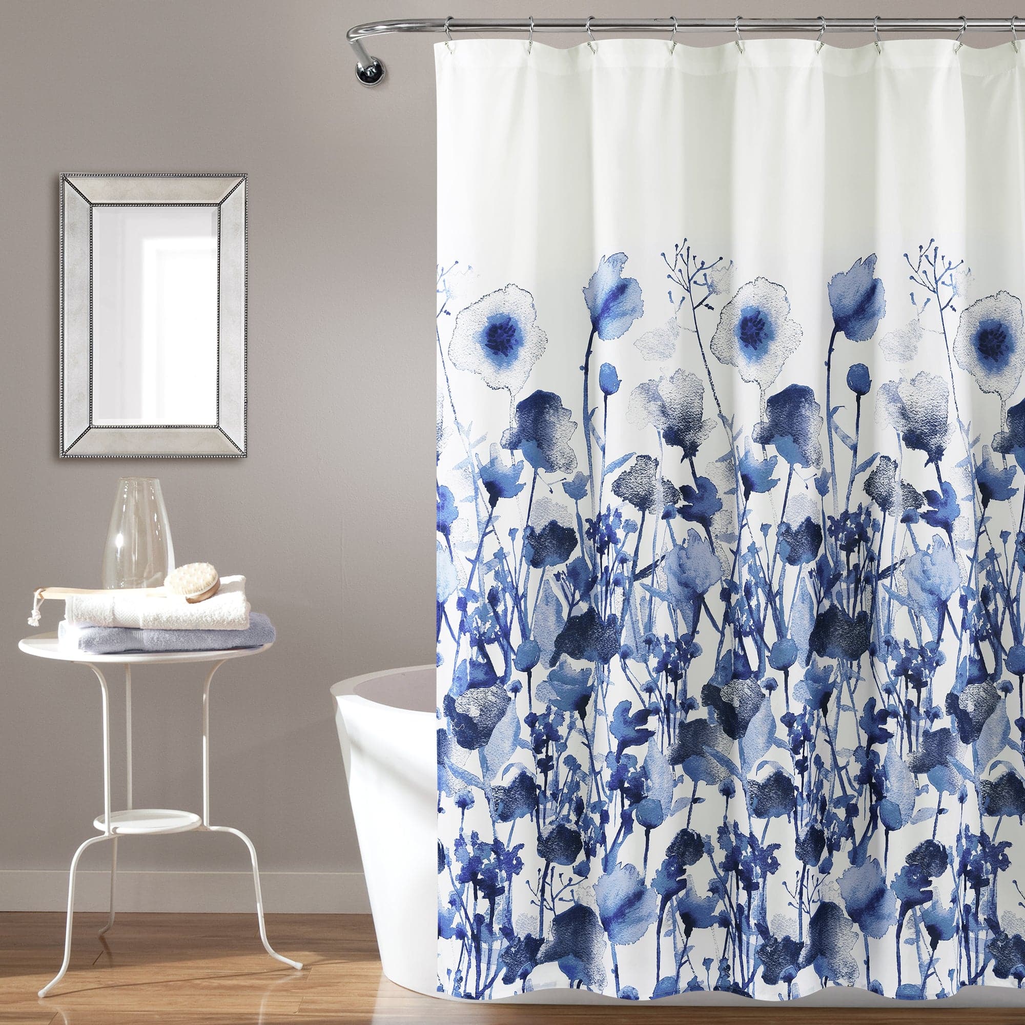 Zuri Flora Waterproof Fabric Shower Curtain - Elegant Bathroom Decor for Modern Homes & Spa-Like Showers