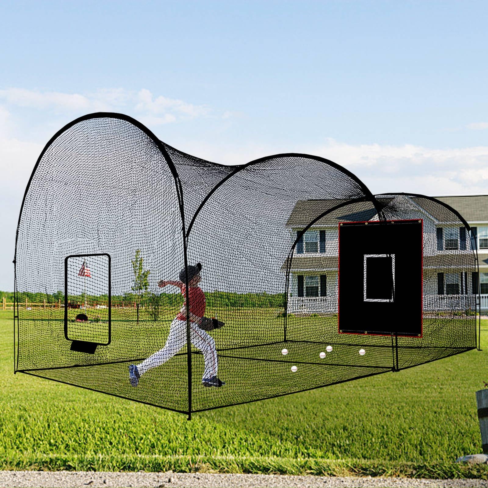 22x12x10FT Portable Baseball & Softball Batting Cage Net with Frame - Heavy Duty Hitting & Pitching Practice for Home, Backyard, Indoor & Outdoor Use - Perfect for Training, Games & Recreational Play