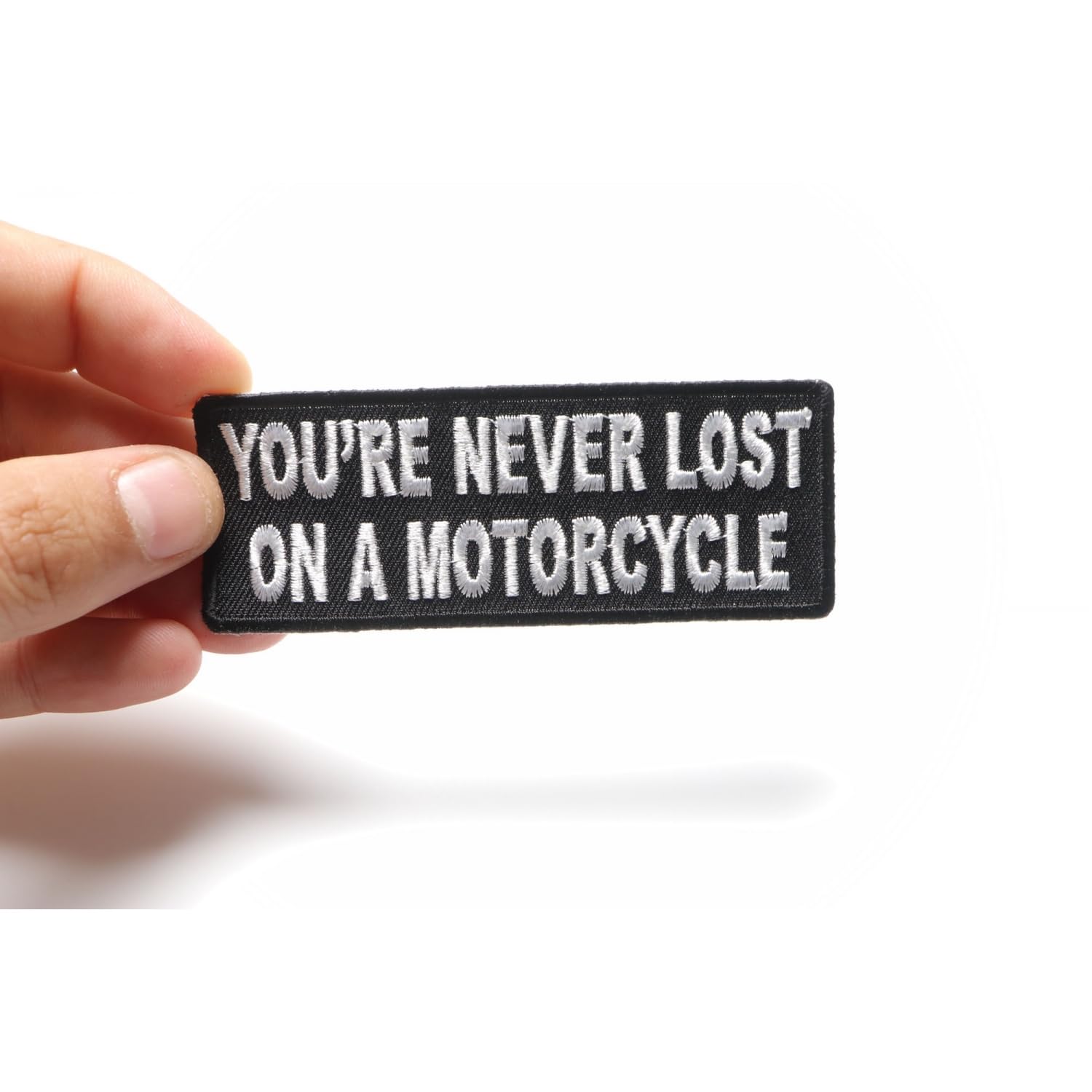 Motorcycle Patch - 'You're Never Lost On A Motorcycle' Biker Saying Iron-on Embroidered Patch for Jackets, Vests & Bags - Perfect for Biker Gangs, Motorcycle Clubs & Riding Enthusiasts