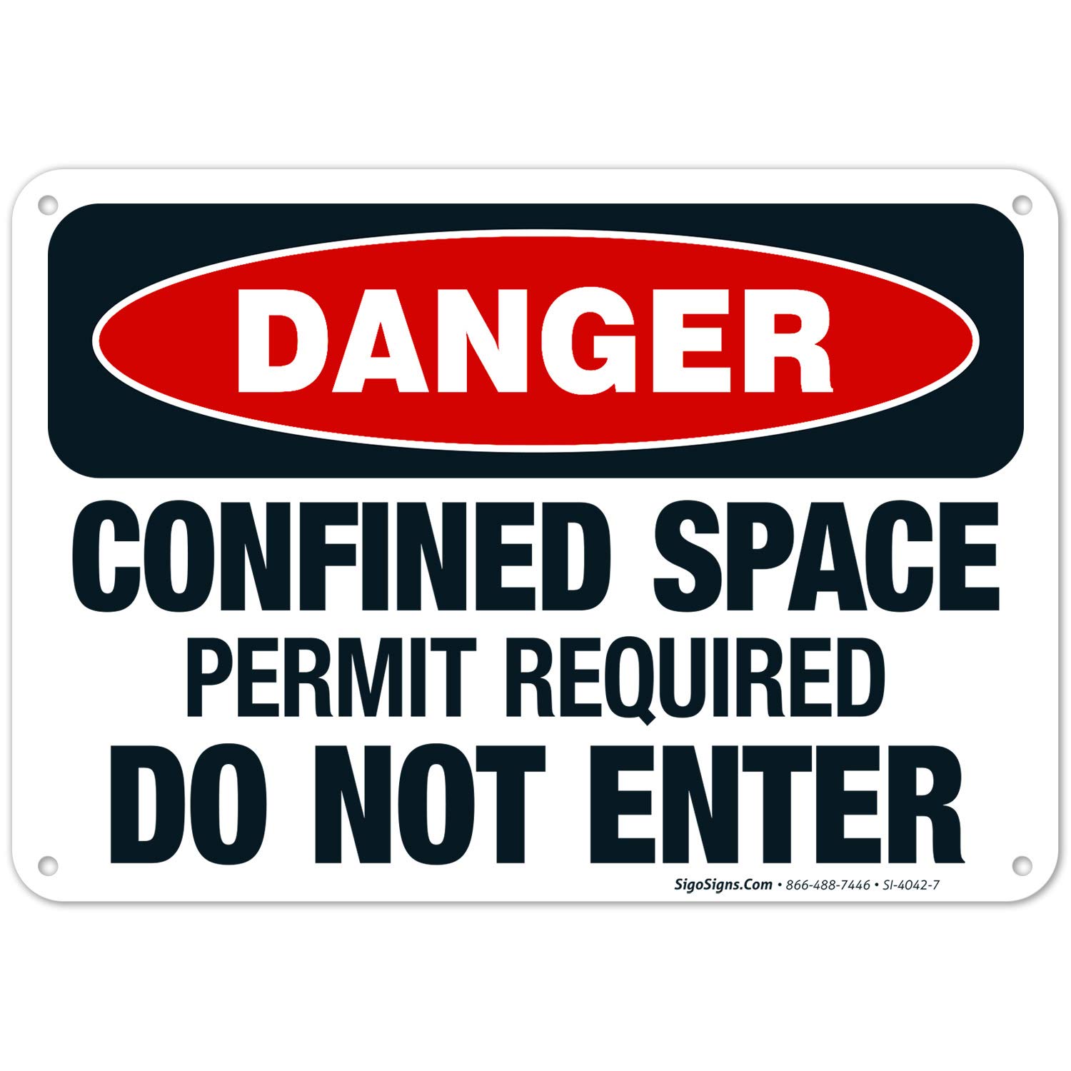 Danger Confined Space Permit Required Do Not Enter Sign - OSHA Compliant 10x7 Inch Rust-Free Aluminum Safety Sign - Fade Resistant for Indoor & Outdoor Use - Made in USA - Perfect for Construction Sites, Warehouses & Industrial Facilities