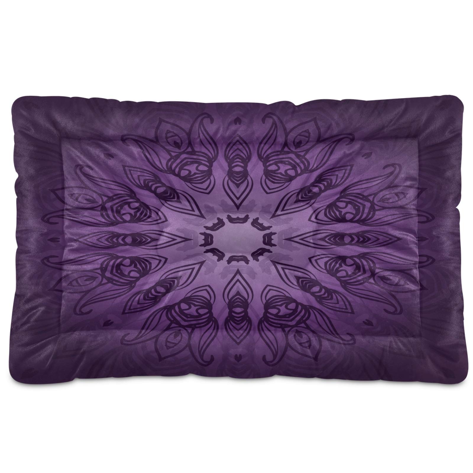 Purple Mandala Pet Bed for Dogs & Cats - Ultra Soft Rectangle Comfort Bed for Small & Medium Pets, Calming & Cozy 24x18 Inch - Perfect for Living Room, Bedroom & Pet Travel