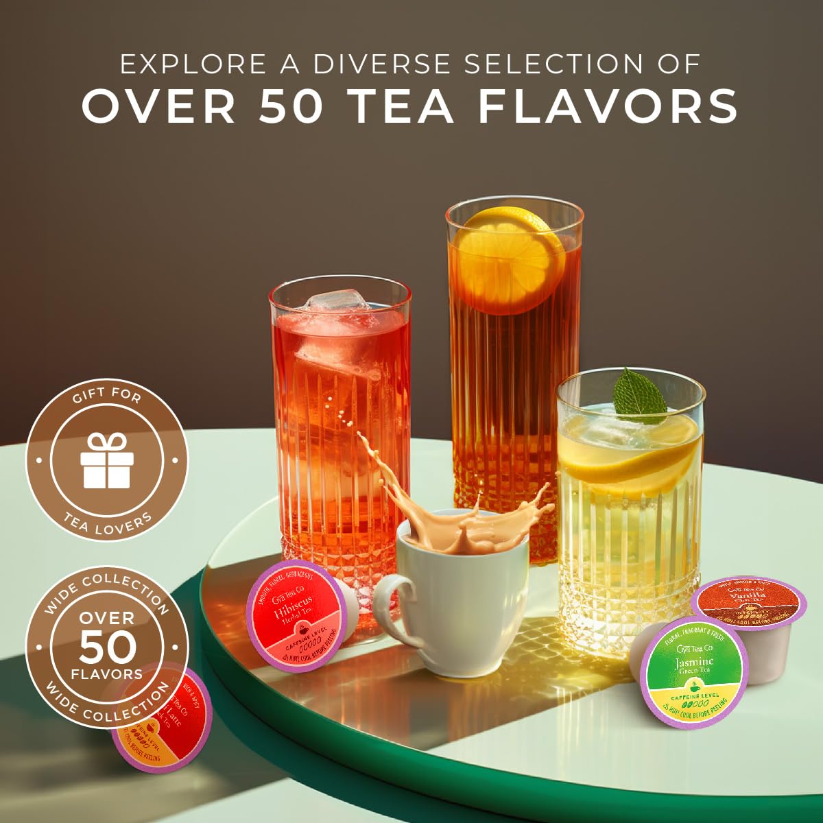 Gya Tea Co Chai Tea Latte Gift Set (16 Count) - High Caffeine Black Tea Pods with Milk & Coconut for Energy Boost | Perfect for Office, Home & Gifts