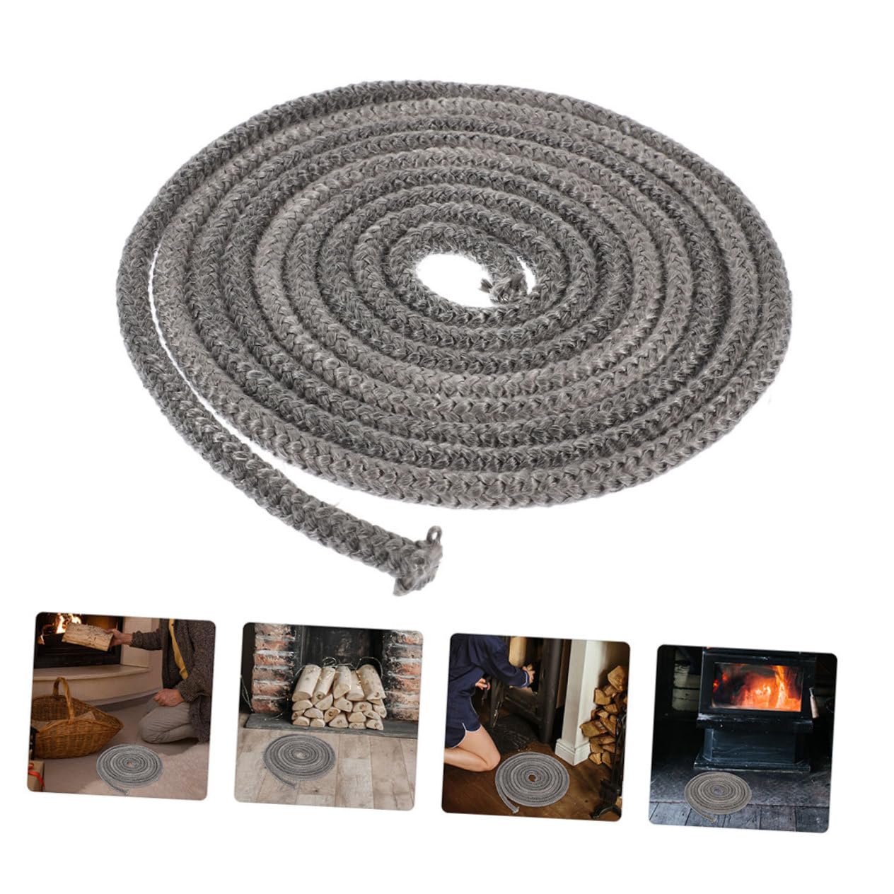 BESPORTBLE 4-Piece Fireplace Replacement Rope - High-Temperature Fiberglass Gasket for Wood Stove & Fireplace Insert - Perfect for Sealing Doors & Preventing Heat Loss