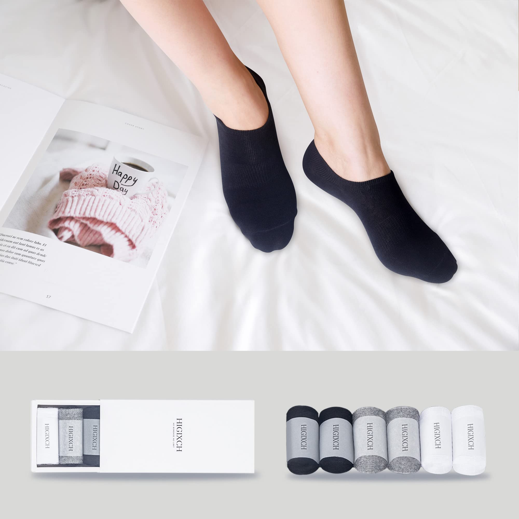 No Show Socks for Women - 6 Pairs Low Cut Invisible Liner Non-Slip Athletic Boat Socks - Perfect for Running, Sneakers & Casual Wear