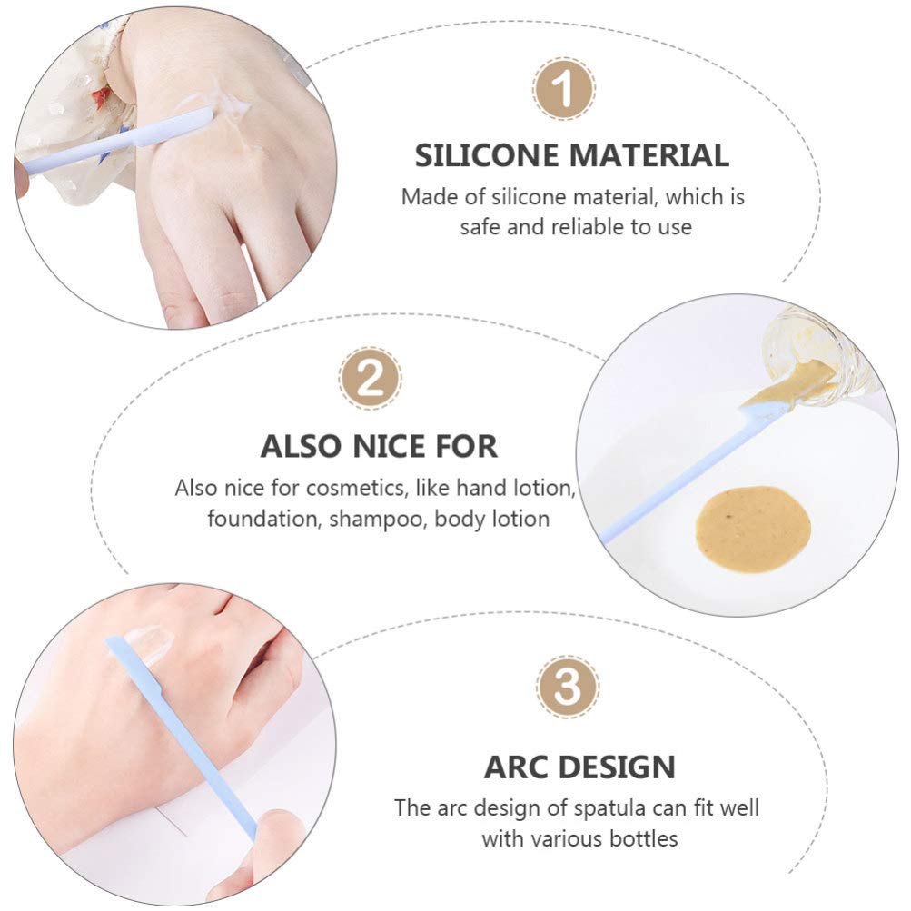 3-Piece Silicone Beauty Spatula Set - Long Handle Bottle Scraper for Lotion, Makeup & Skincare - Reusable Cosmetic Spatula for Jars, Tubes & Bottles - Perfect for Home, Salon & Travel Use