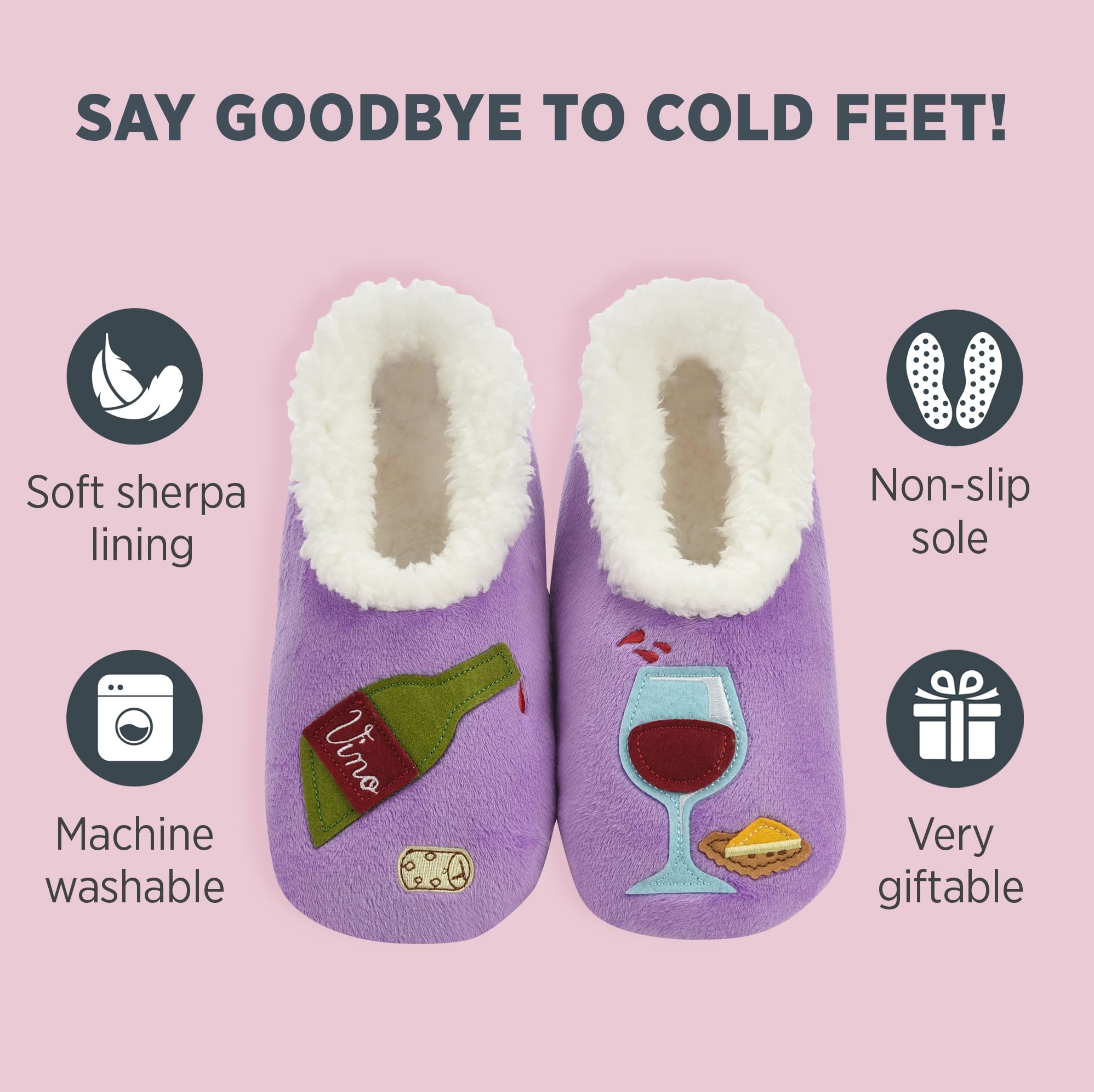 Cozy Sherpa-Lined Slipper Socks for Women - Non-Slip Fuzzy House Shoes with Warm Fleece Lining - Perfect for Winter, Lounge & Home Comfort