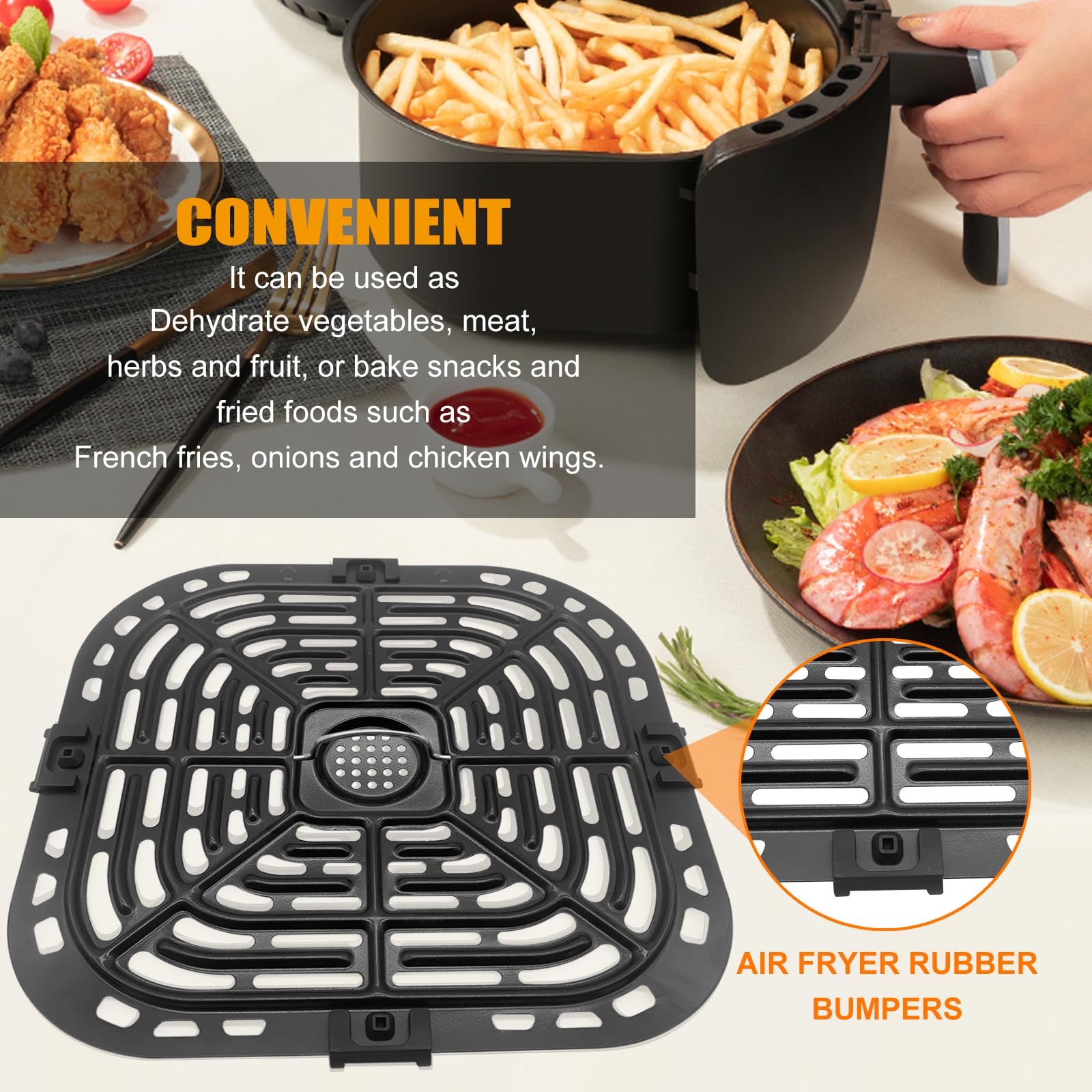 Non-Stick Air Fryer Grill Plate for Instant Pot Vortex Plus 6-in-1 & Gourmia GAF735 6QT Air Fryers - Replacement Tray Rack & Crisper Plate Accessories - Dishwasher Safe - Perfect for Grilling, Roasting & Crisping Meals