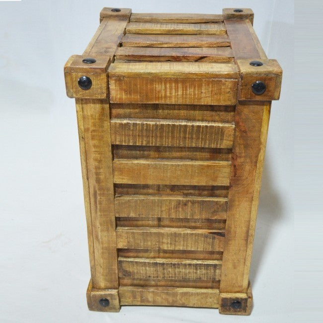 Stylish Earth Wood Container Design Solid Wood Nightstand - Perfect for Bedroom, Living Room, or Office Decor