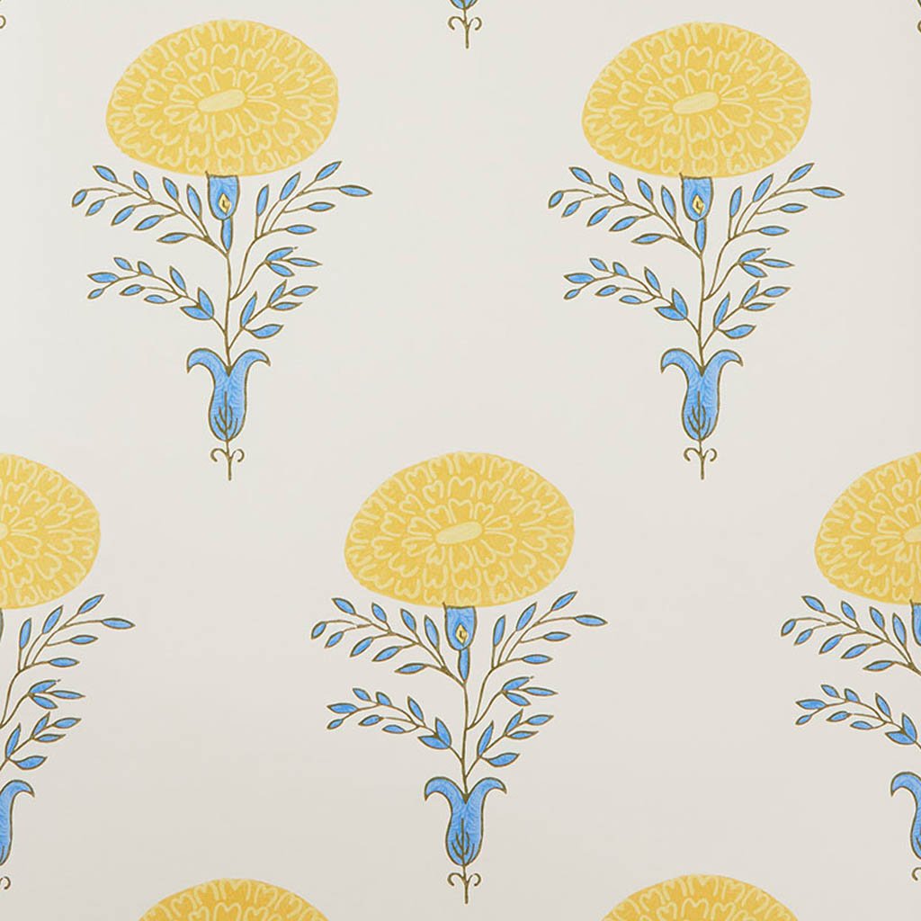 Marigold Yellow Wallpaper - Floral Peel and Stick Wallpaper for Bedroom, Living Room & Nursery Decor