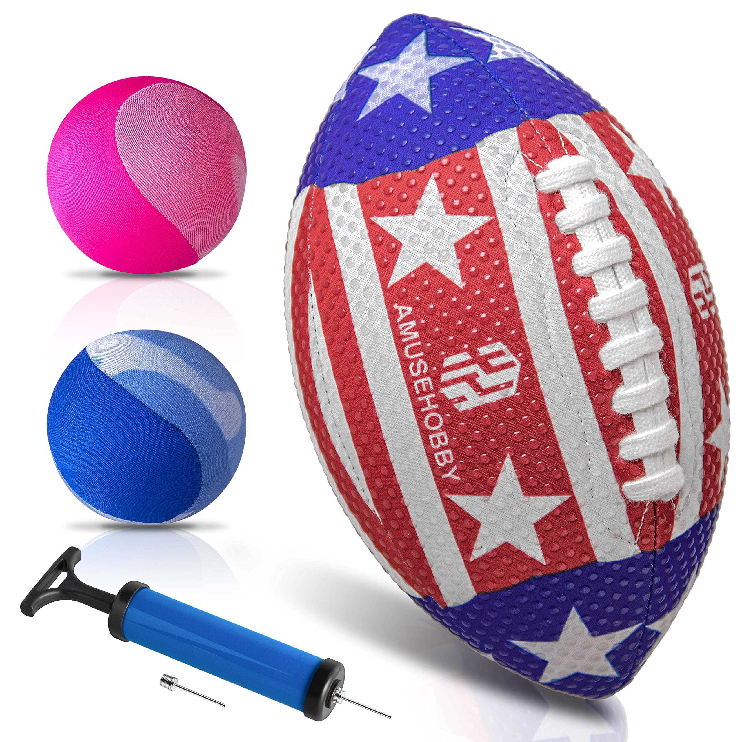 Official Size 9 Waterproof Football with Grip - Includes Pump & 2 Water Skipping Balls - Perfect for Pool Games, Beach Sports & Backyard Fun