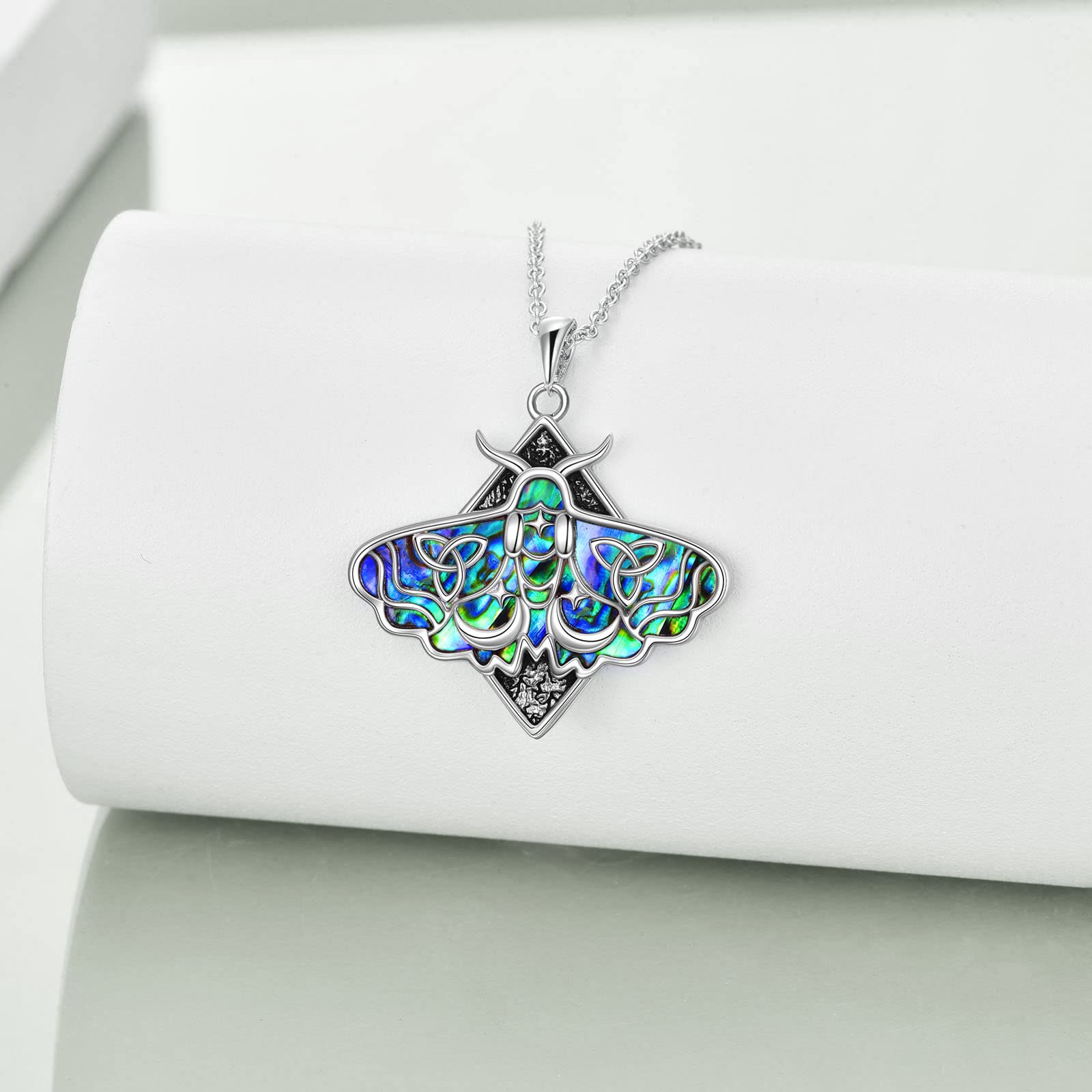 TIGER RIDER Gothic Moth Jewelry Set for Women - Sterling Silver Luna Moth Necklace & Earrings with Celtic Moon Charm - Perfect for Goth Fashion, Witchy Aesthetic & Unique Gifts for Women & Teen Girls