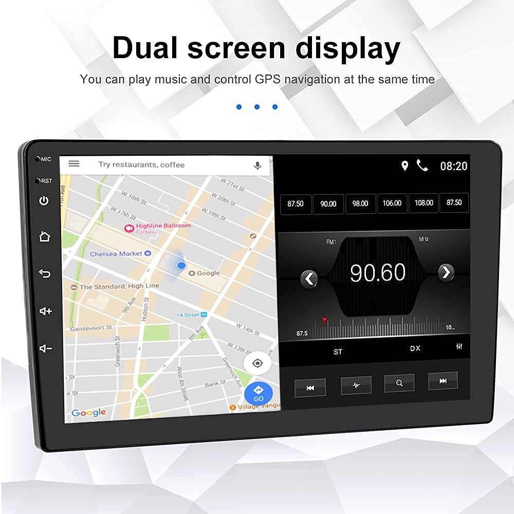 10 Inch Android Car Stereo with Wireless CarPlay & Android Auto | Double Din 2.5D Touchscreen | FM/Bluetooth/Wi-Fi Audio Receiver | Perfect for Hands-Free Calling & Music Streaming in Your Vehicle