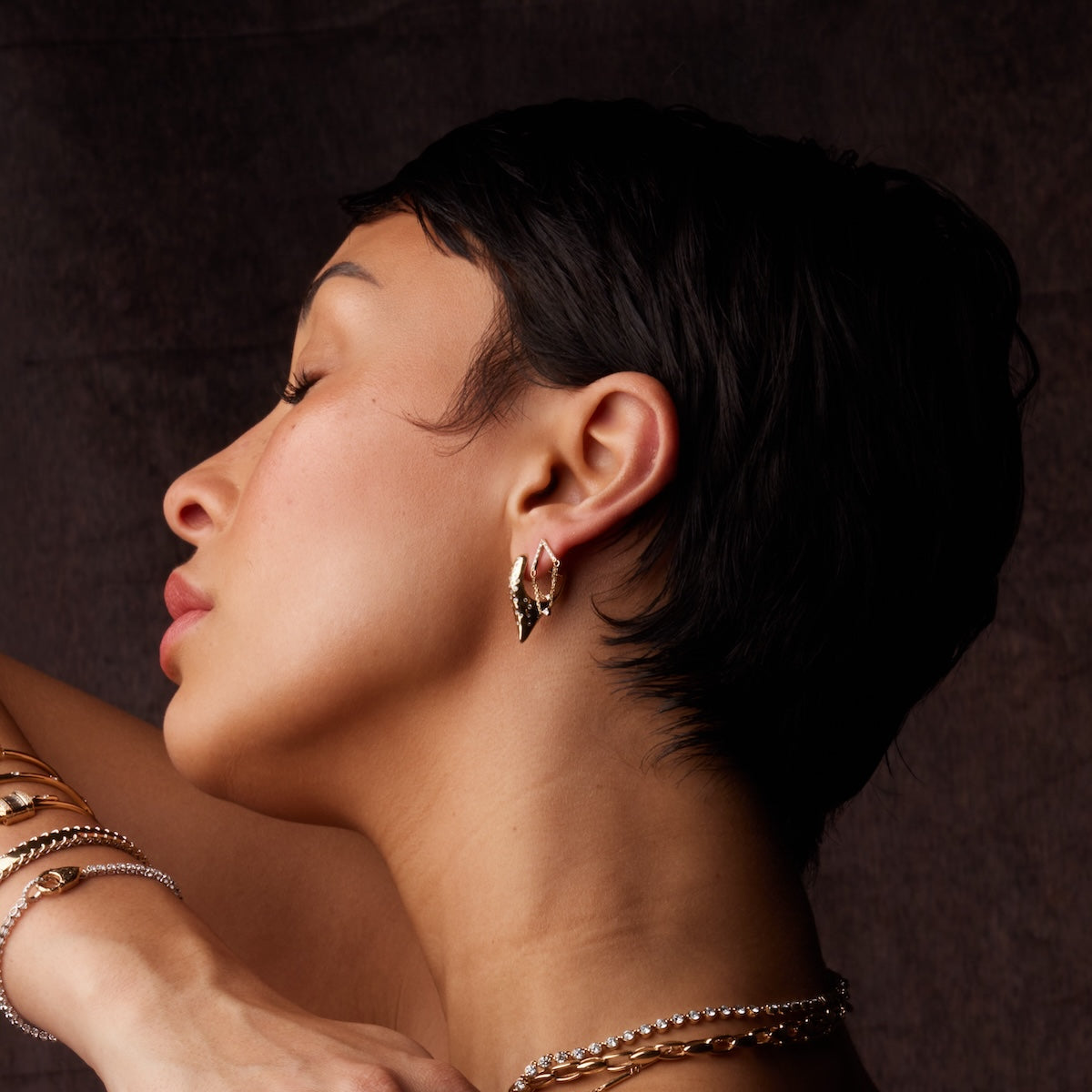 Diamond Studded Pointed Hoop Earrings for Women - Elegant & Trendy Jewelry for Parties, Weddings & Special Occasions