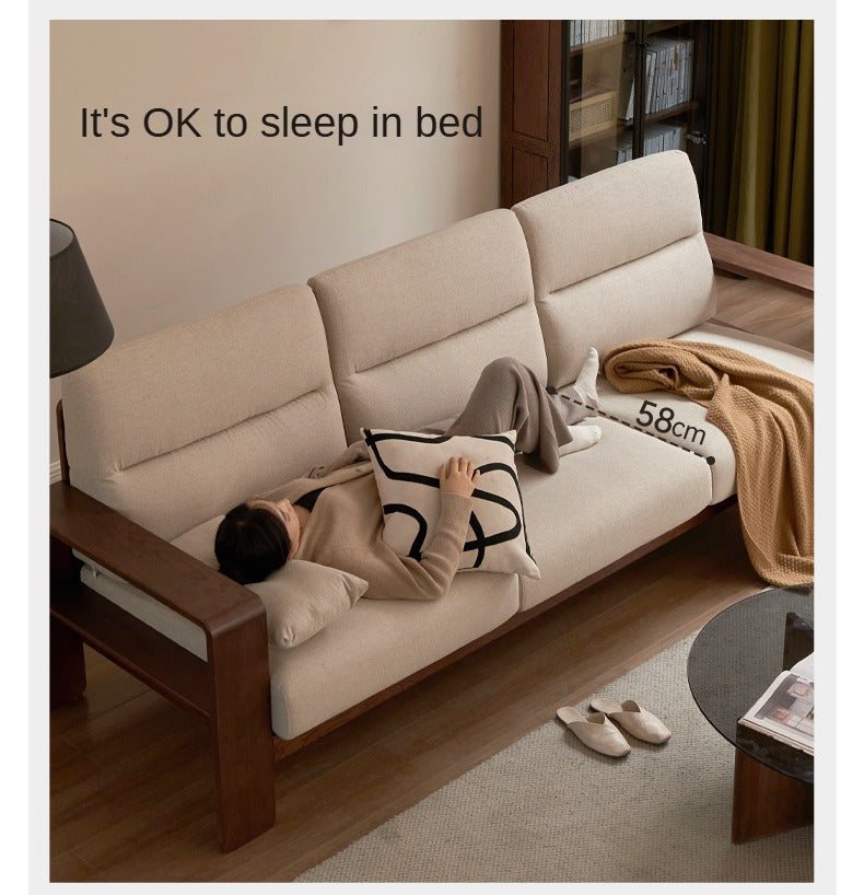Oak Solid Wood High Back Fabric Corner Sofa - Modern L-Shaped Sectional Couch for Living Room, Lounge & Family Room Comfort
