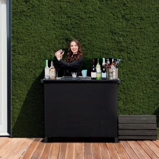 GoBar PRO Commercial Grade Portable Bar Table - Mobile Bartending Station for Weddings, Parties & Events - Includes Black Skirt & Carry Case - Standard or LED Light Options (45