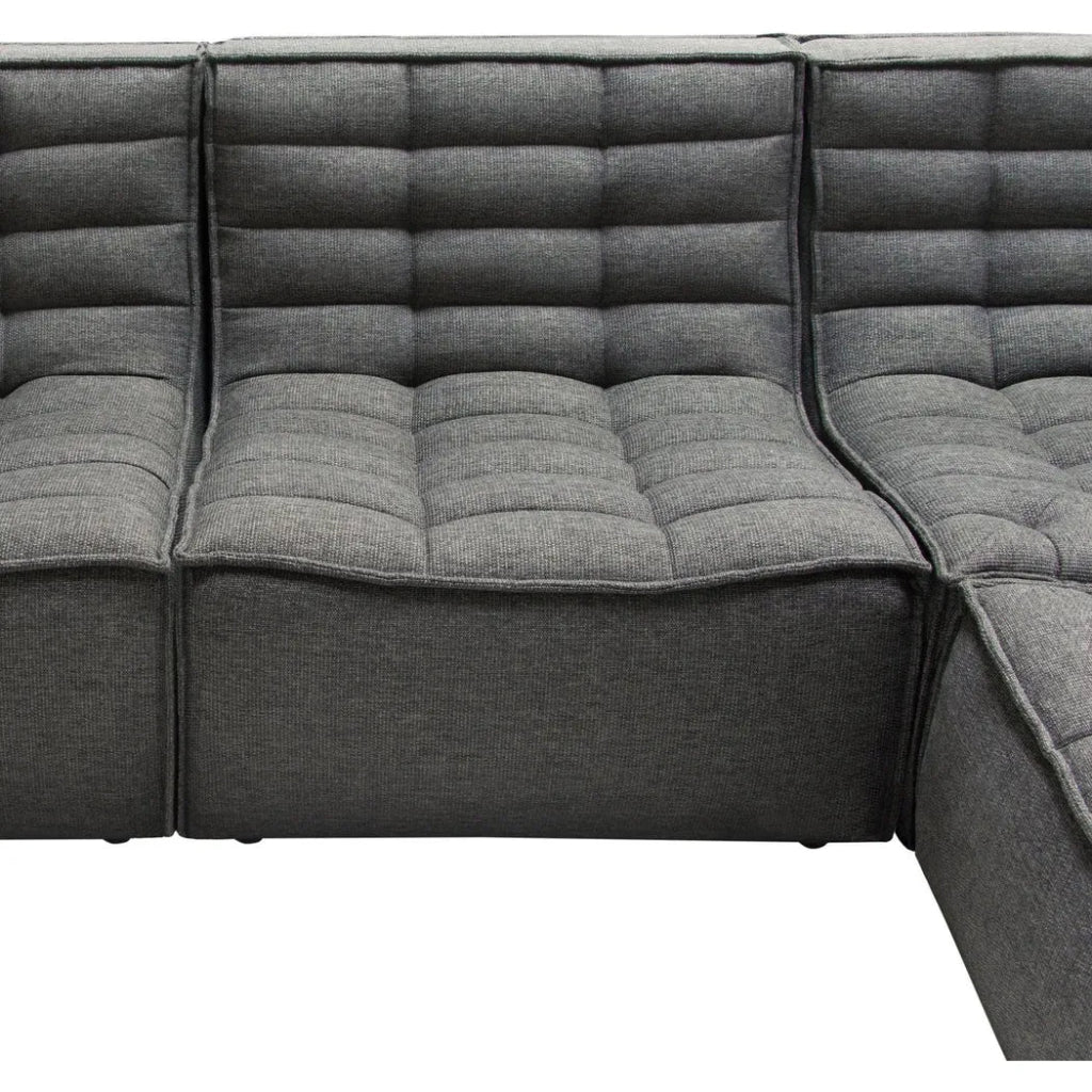 5-Piece Grey Corner Modular Sectional Sofa Set - Modern L-Shaped Couch for Living Room, Lounge & Home Theater