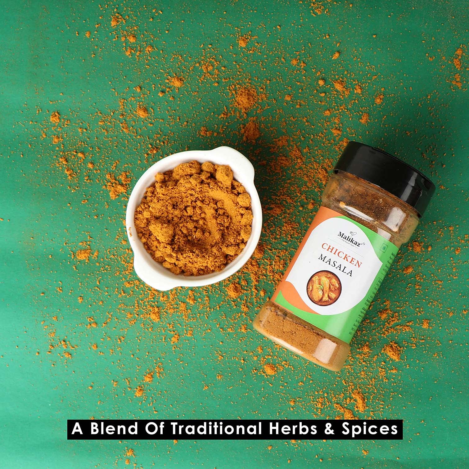 Malikaz' The Royale Taste Meat Masalas Combo - Premium Chicken Masala & Meat Masala (90g Each) | Authentic Indian Spice Blend for Curry, Biryani & Grilling | 180g Glass Jar