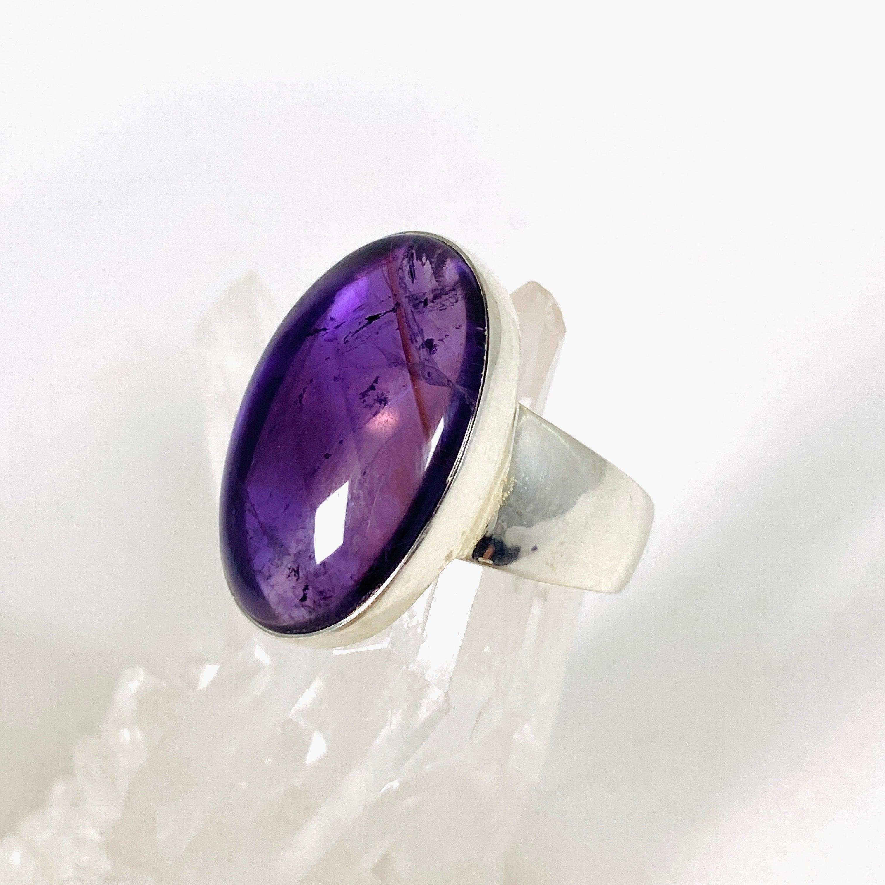 Amethyst Oval Ring for Women - Size 11 - KRGJ2968 - Elegant Purple Gemstone Jewelry for Everyday Wear & Special Occasions