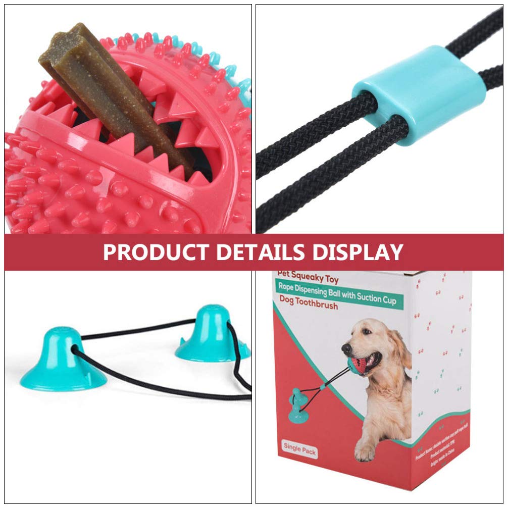 Balacoo Puppy Chew Toy - 1pc Double Suction Cup Drawstring Ball, Self-Playing Plush Dog Toy with Squeaker for Small Dogs | Interactive Chew Rubber Pet Toy for Teething, Cleaning Teeth & Playtime Fun