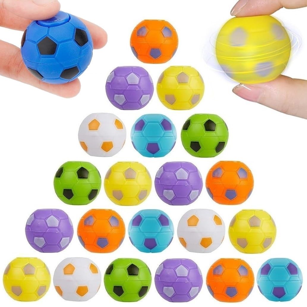 33 Pcs Mini Fidget Spinners Soccer Ball Toys - Stress Relief, Party Favors, Classroom Prizes, Pinata Fillers | Perfect for Kids Gifts, Birthday Party Supplies, Goodie Bags & Sensory Play