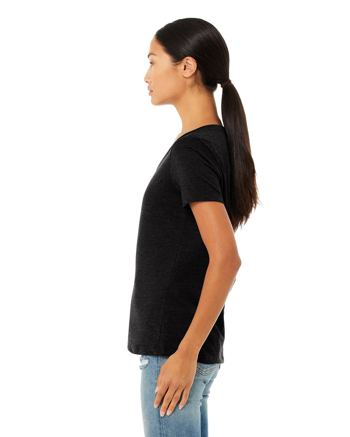 Bella + Canvas 6405CVC Women's Relaxed Fit Heather CVC Jersey V-Neck T-Shirt - Soft Casual Tee for Everyday Wear, Gym, and Layering