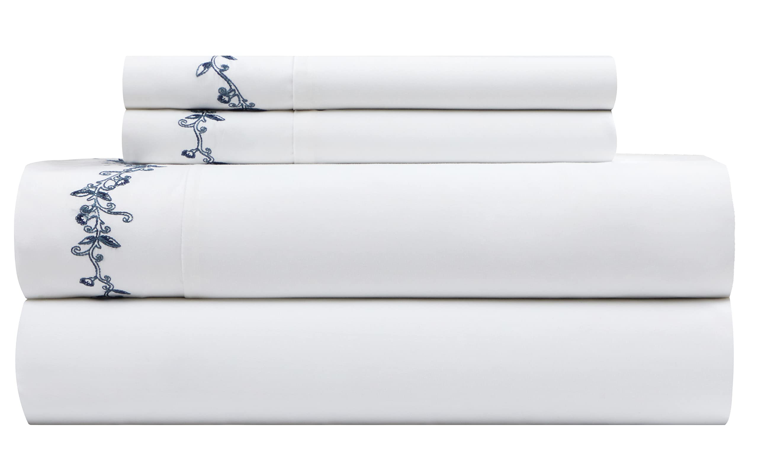 Premium King Size Comforter Set - 10 Piece Blue & White Microfiber Bedding Collection with Flat Sheet, Fitted Sheet, Bedskirt & Pillow Shams | Soft Luxury Bedding for Master Bedroom, Guest Room & Hotel Decor
