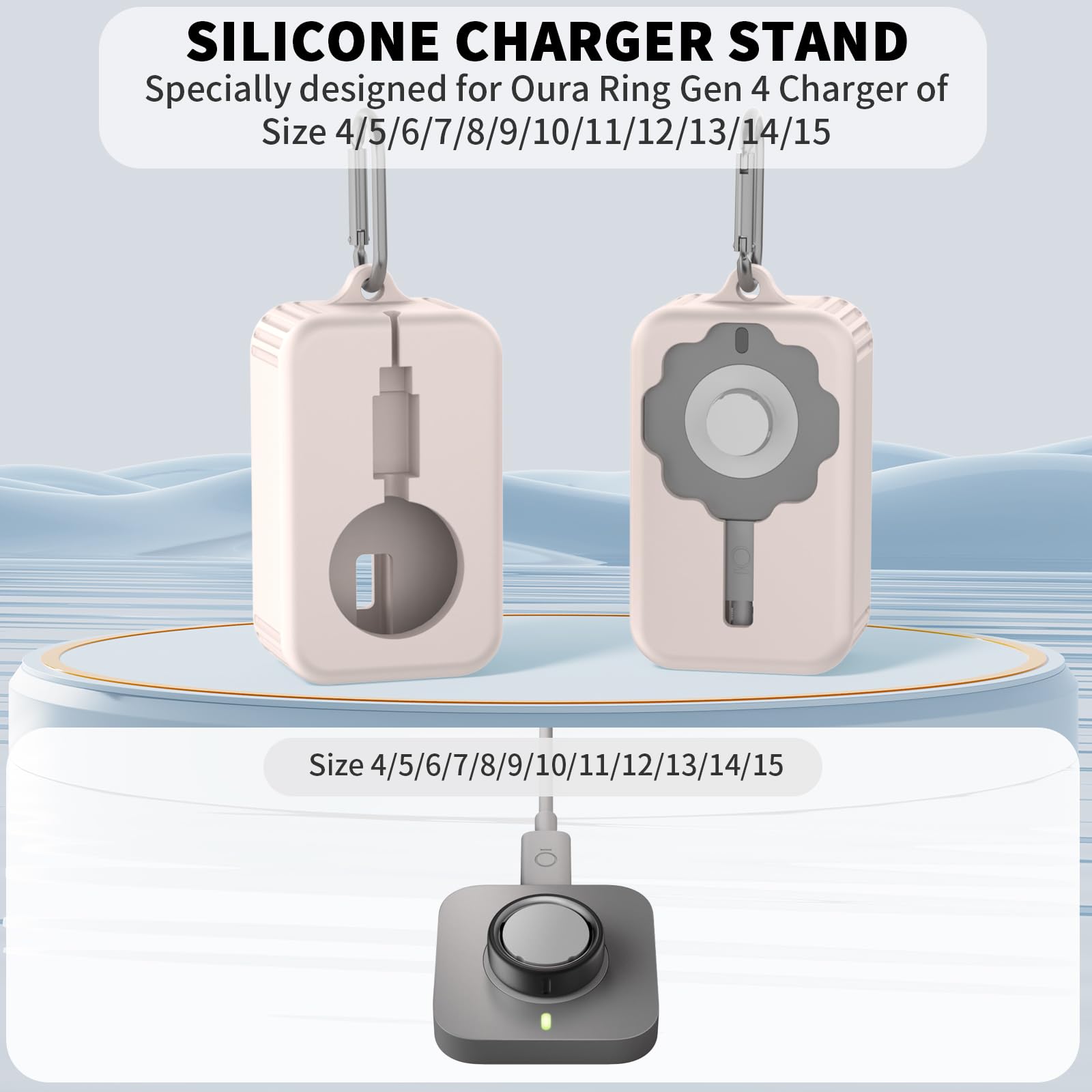 Silicone Charger Protector Cover for Oura Ring 4 Charger - Shockproof Case Compatible with Oura Ring Charger Sizes 4-15 (Off White) | Perfect for Travel, Gym & Everyday Protection