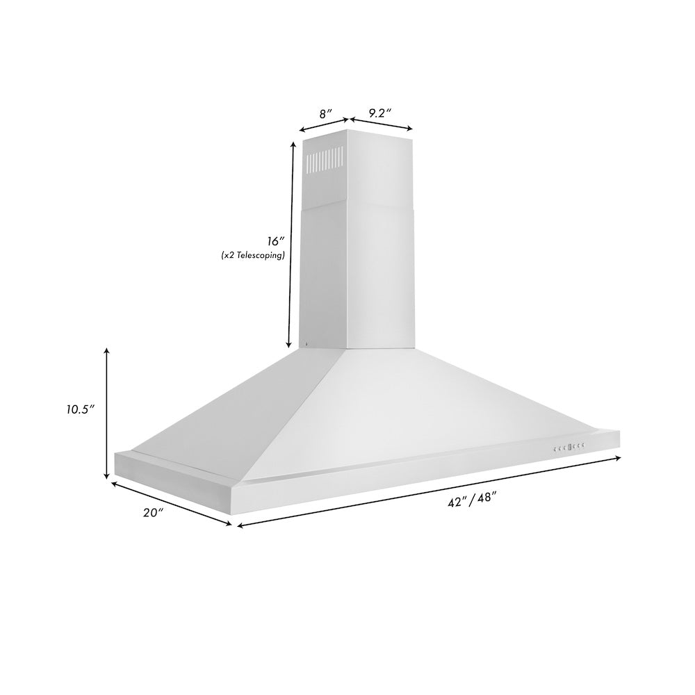 ZLINE 48 Inch Professional Kitchen Package - Stainless Steel Dual Fuel Range & Convertible Vent Hood (2KP RARH48) | Perfect for Home Chefs & Restaurant-Style Cooking
