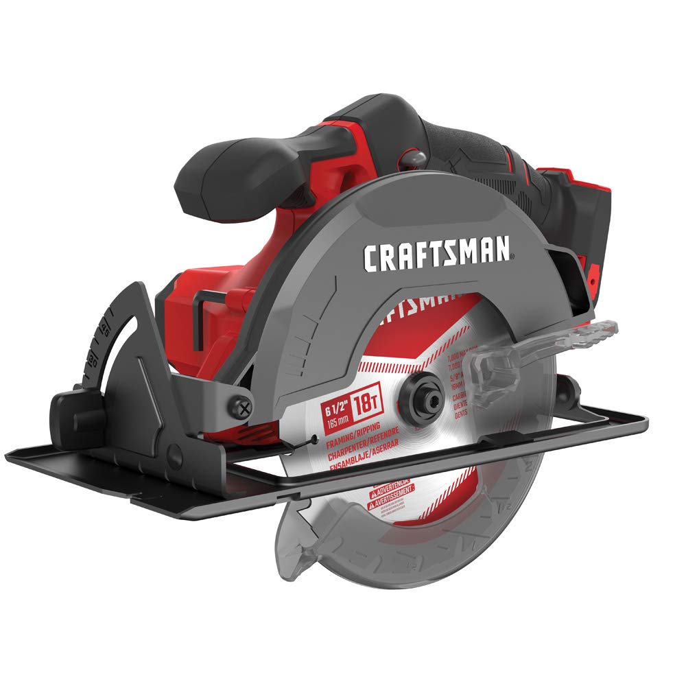 CRAFTSMAN V20 6-1/2 Inch Cordless Circular Saw (CMCS500B) - Bare Tool for Woodworking, DIY Projects & Home Renovations