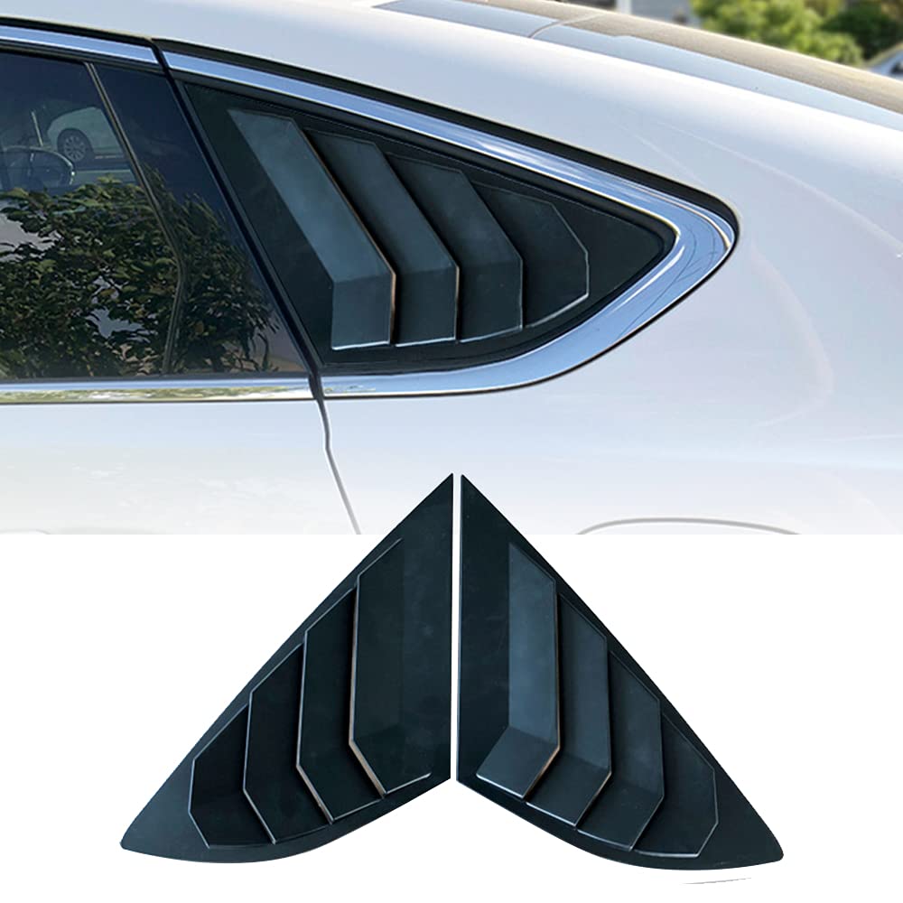 ABS Rear Side Window Louvers for Ford Fusion 2013-2021 | Matte Black Air Vent Scoop Shades | Car Window Blinds & Trim | Enhances Style & Sun Protection