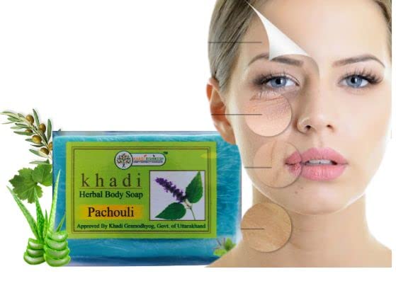 Khadi Rishikesh Patchouli Bathing Soap - Reduces Wrinkles, Scars & Blemishes, Anti-Aging Skin Care for Women & Men - Deep Pore Cleansing, Soft Glowing Skin with Conditioner - Combo Pack (125g x 2) + Free Nail Clipper - Perfect for Daily Skincare & Relaxing Bath Time